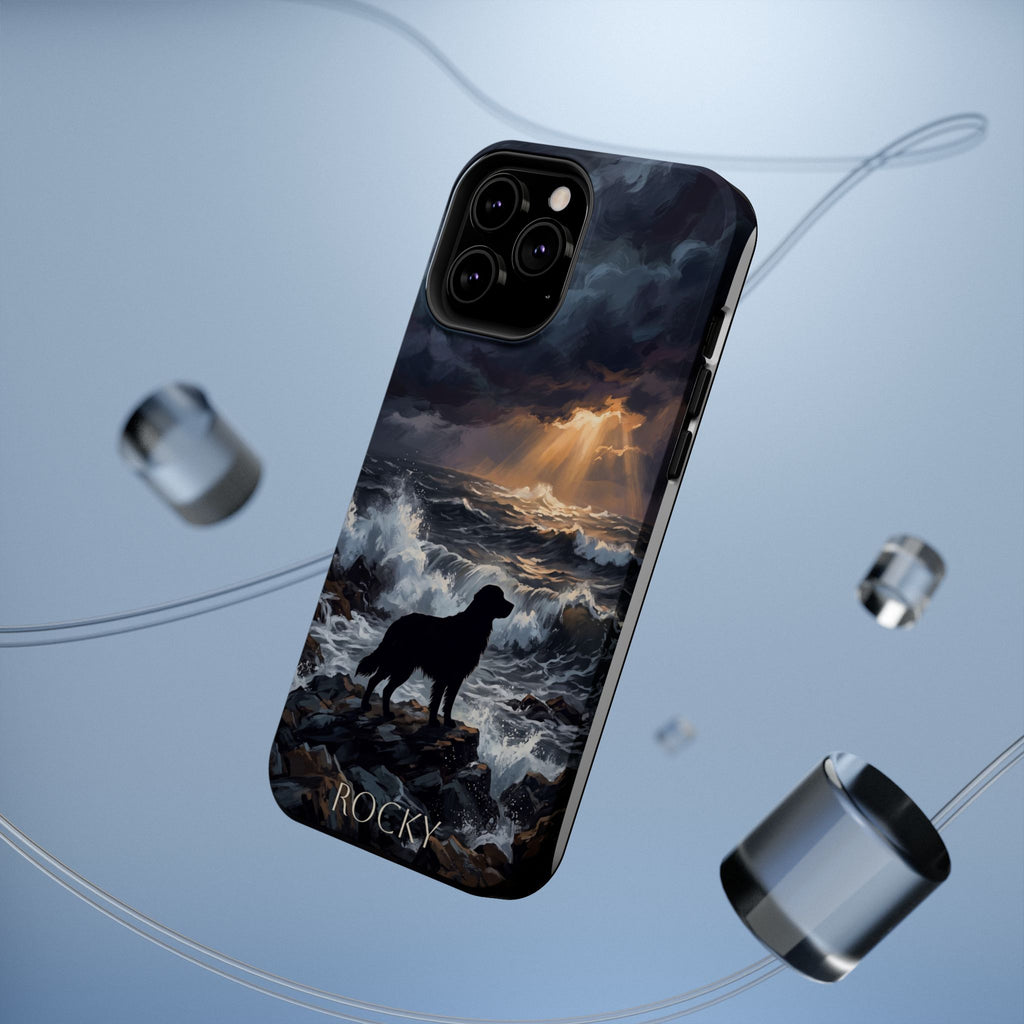 Personalized Golden Retriever Stormy Sea Phone Case — Wireless Charging Cover