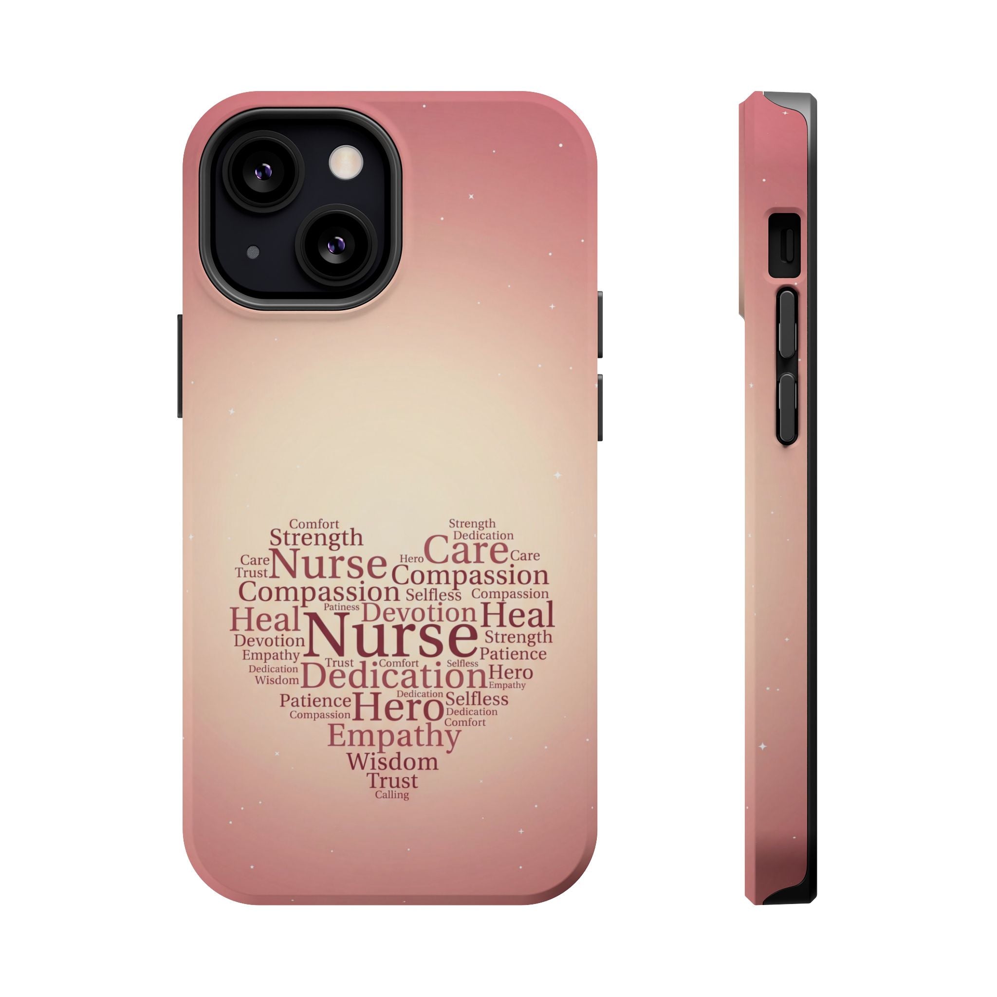 Nurse Heart Word Art Phone Case — Impact-Resistant Wireless Charging Cover