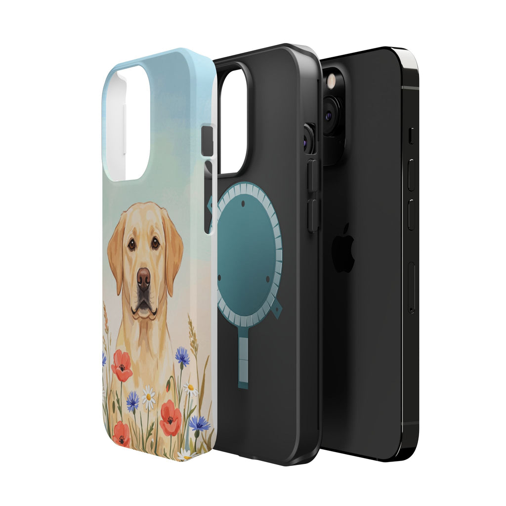 Labrador Wildflower Painting Phone Case — Tough Magnetic Case with Wireless Charging