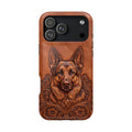 German Shepherd Phone Case | Western Tooled Art — Tough Magnetic Case with Wireless Charging