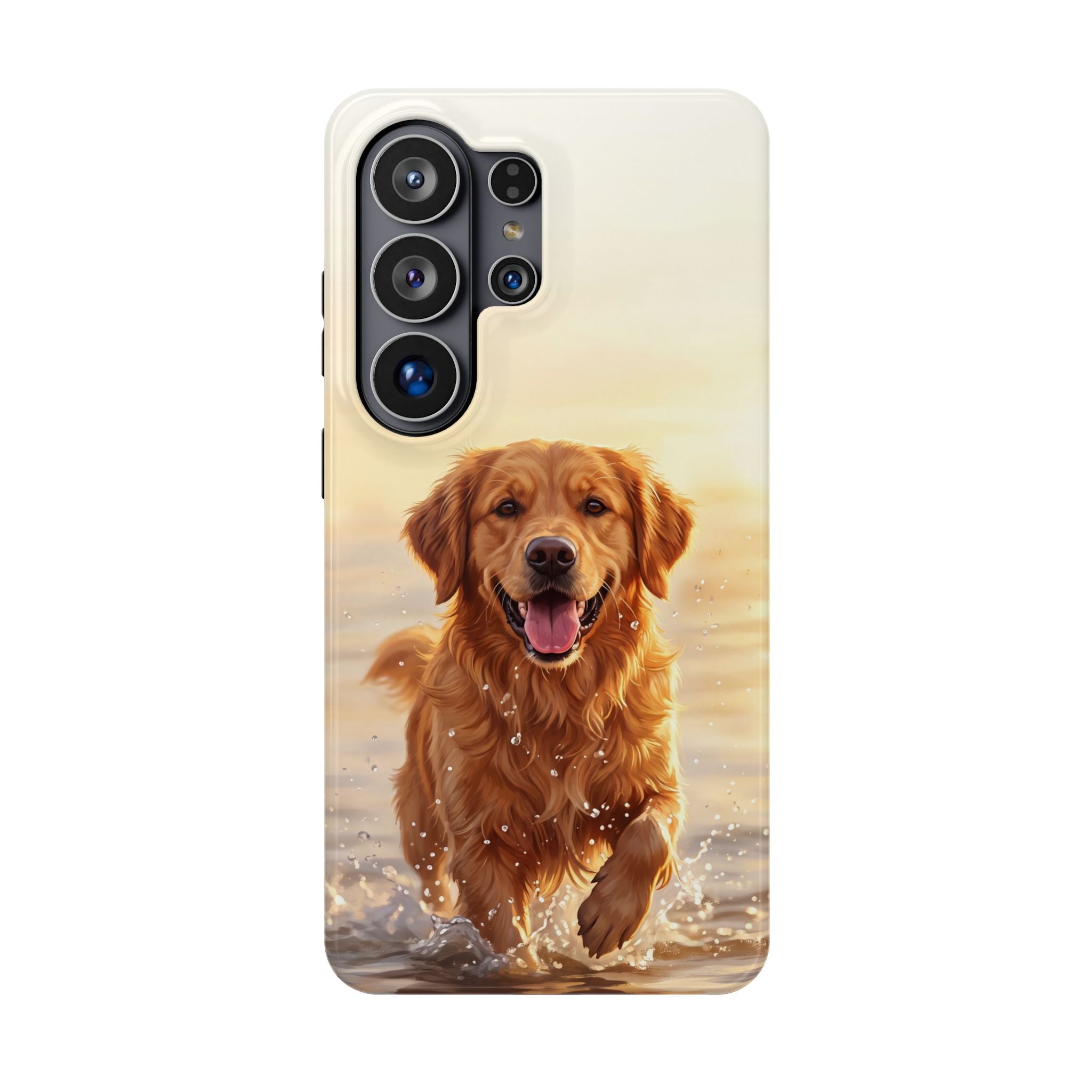 Beach Golden Retriever Phone Case — Impact-Resistant Wireless Charging Cover