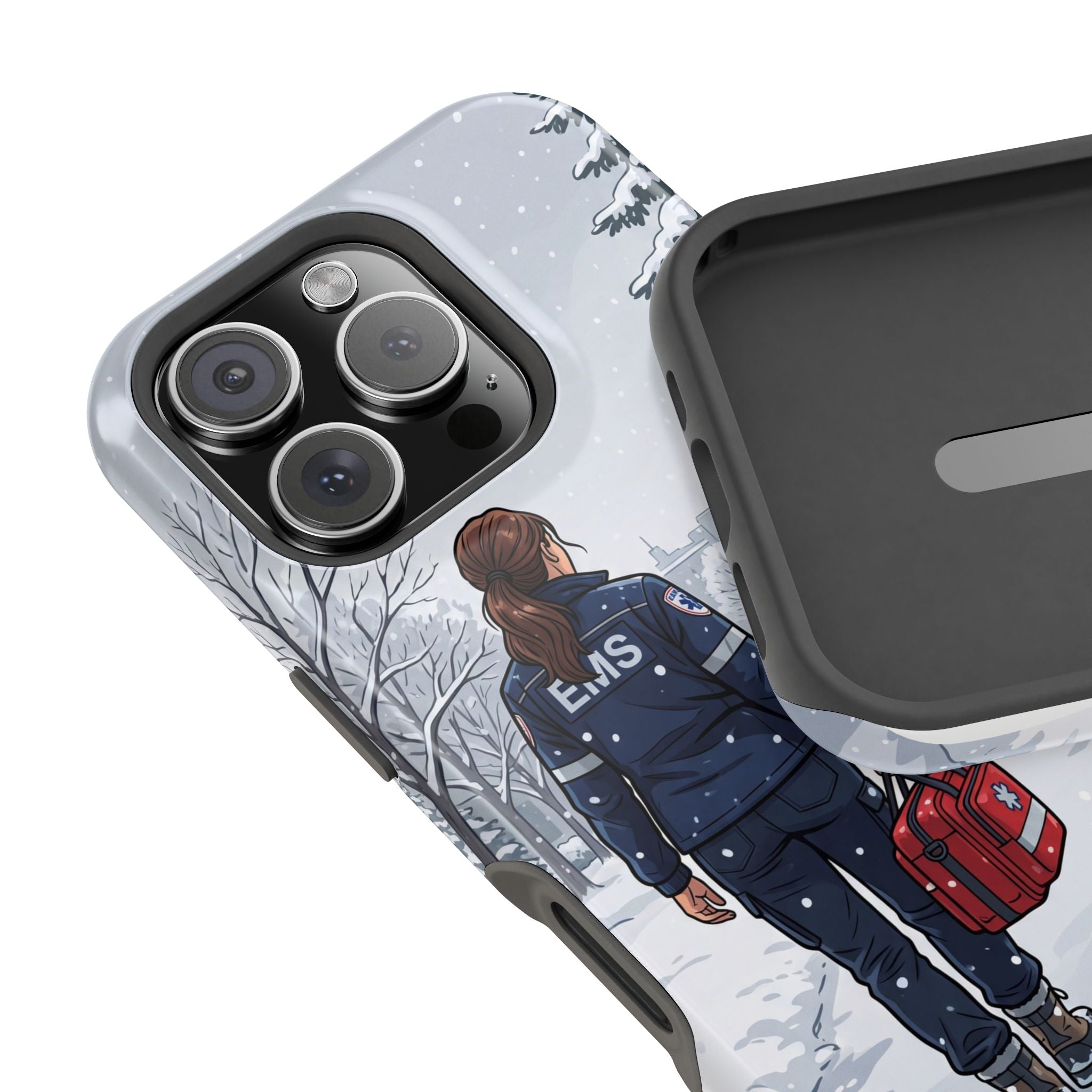 Paramedic/EMT Winter Phone Case — Magnetic Wireless Charging Cover