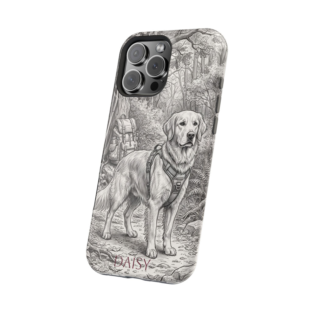 Personalized Golden Retriever Woodland Trail Phone Case — Wireless Charging Cover