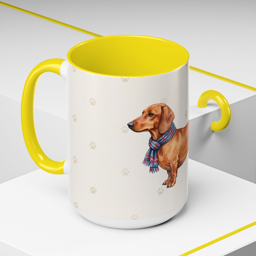 Dachshund Lover Mug – Wiener Dog with Scarf, Cute Watercolor Dachshund Gift Mug