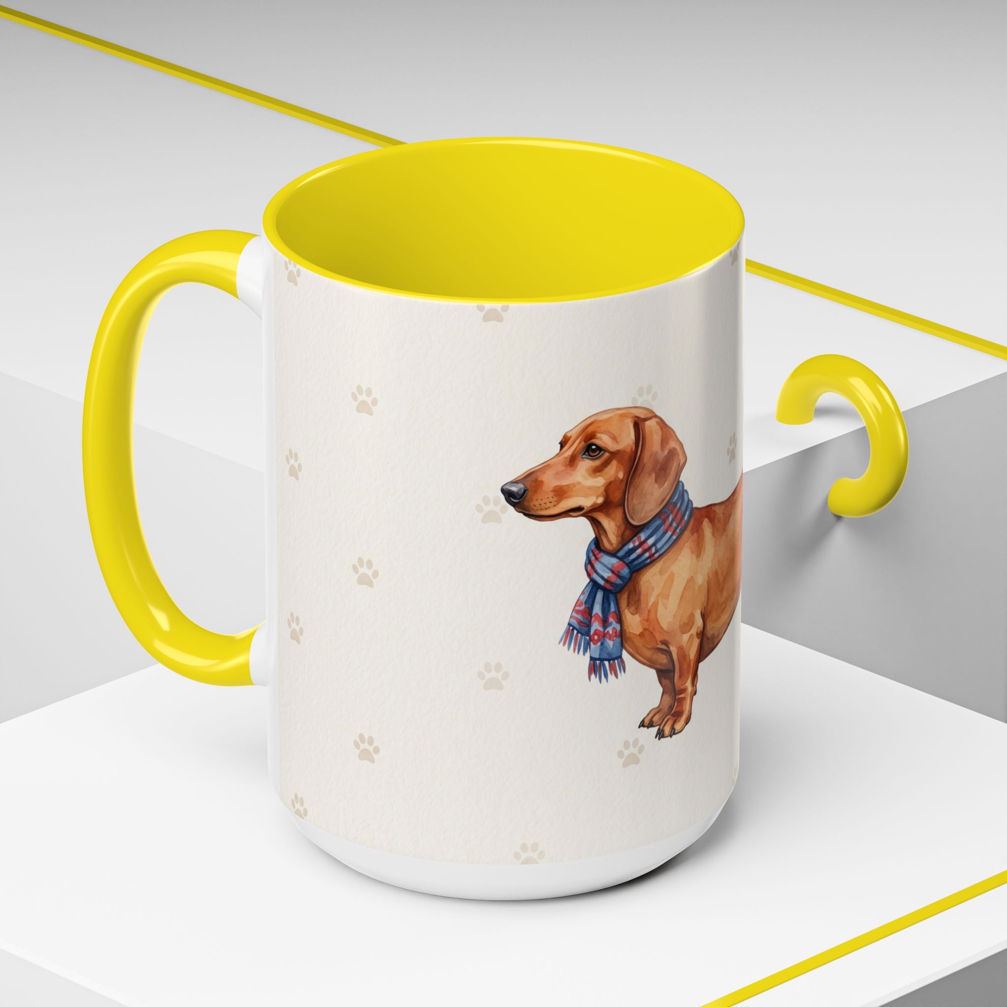 Dachshund Lover Mug – Wiener Dog with Scarf, Cute Watercolor Dachshund Gift Mug