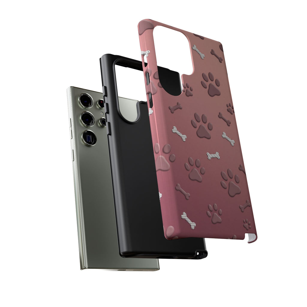iPhone & Samsung Phone Case | Paw Print & Bone  | Dusty Rose Pattern Case for Frenchie Lovers