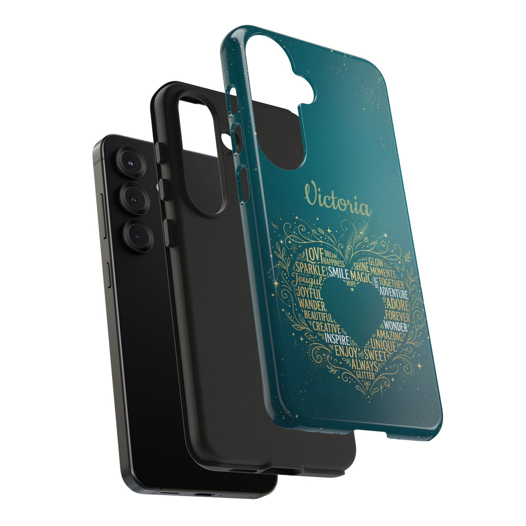Personalized Teacher Phone Case — Custom Name Heart Word Art Design