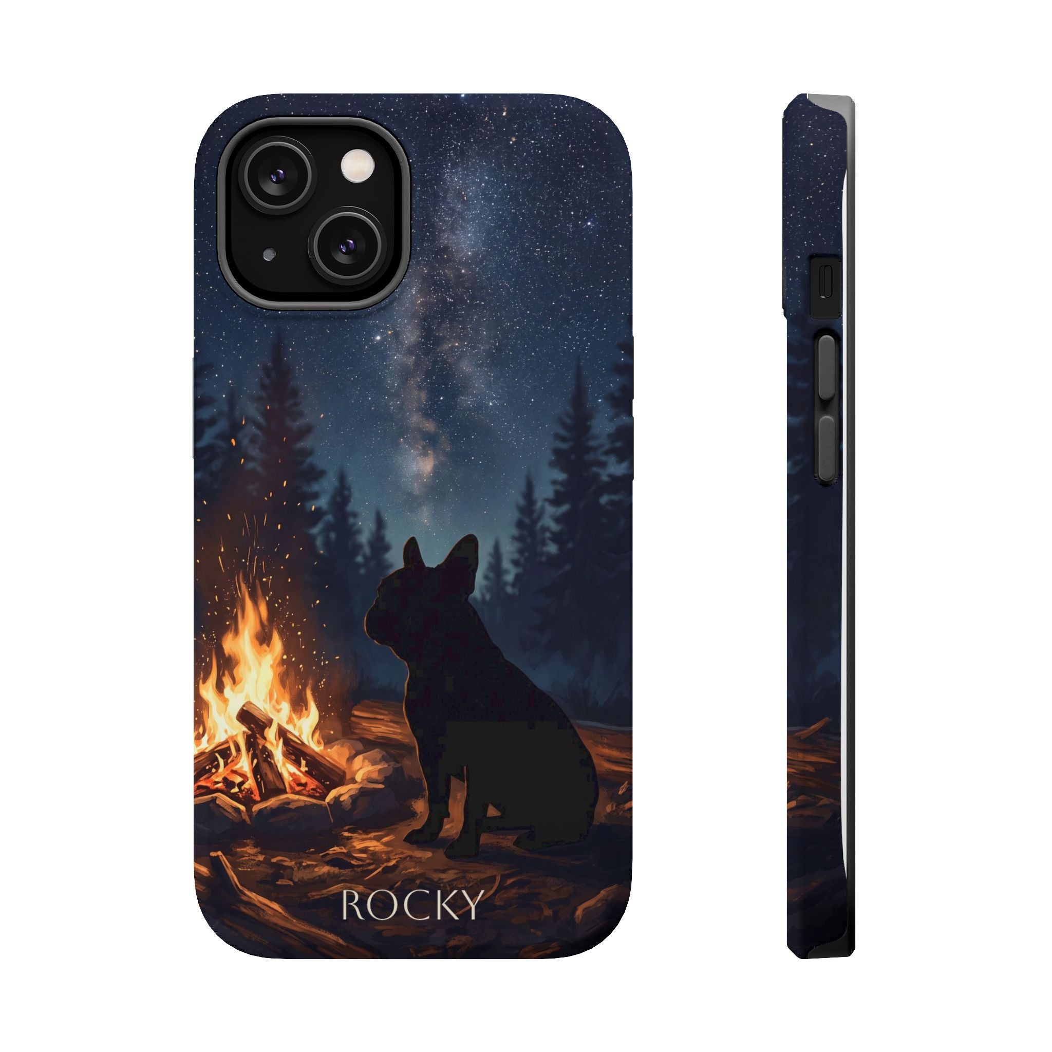 Personalized French Bulldog Campfire Phone Case — Wireless Charging Cover