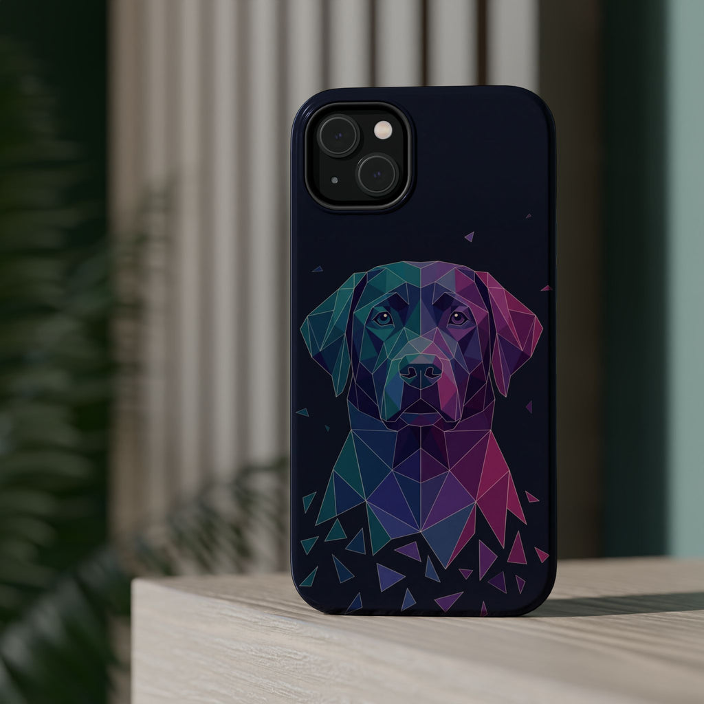 Geometric Labrador Phone Case — Tough Magnetic Case with Wireless Charging