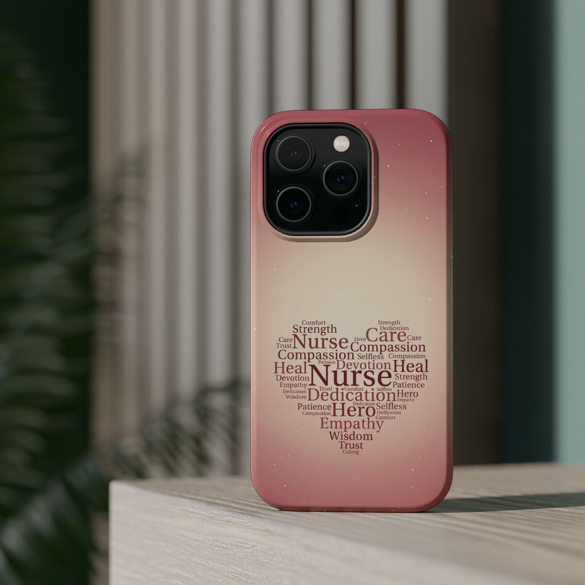 Nurse Heart Word Art Phone Case — Impact-Resistant Wireless Charging Cover
