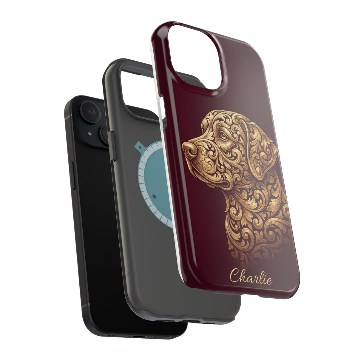 Personalized Gold Filigree Labrador Phone Case — Tough Magnetic Case with Wireless Charging