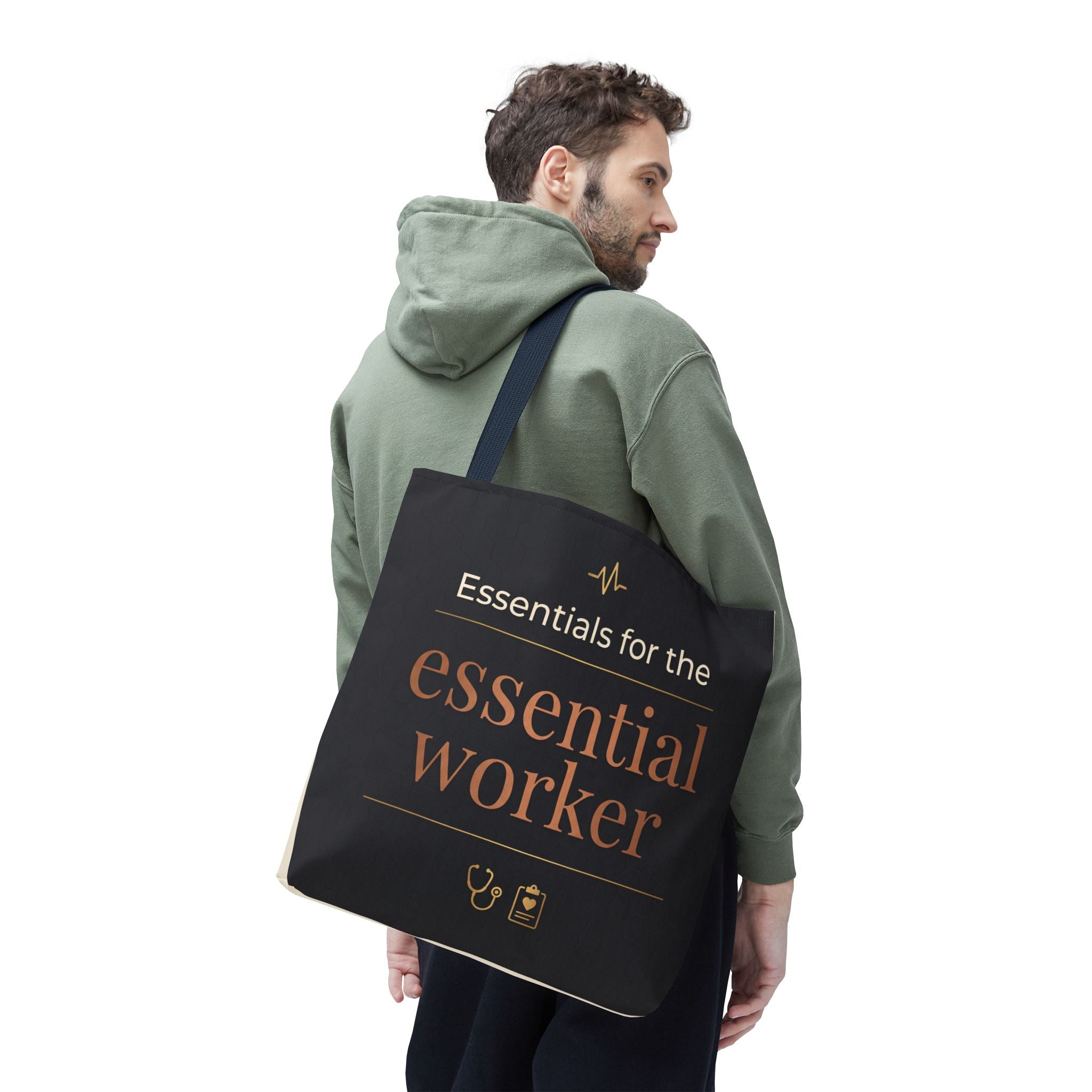 Essentials for the Essential Worker Tote | Healthcare Worker Gift Tote Bag | Nurse Doctor Appreciation Gift | Premium Polyester Carry-All