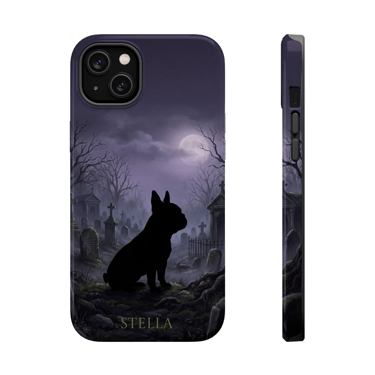 Personalized French Bulldog Moonlit Graveyard Phone Case — Wireless Charging Cover