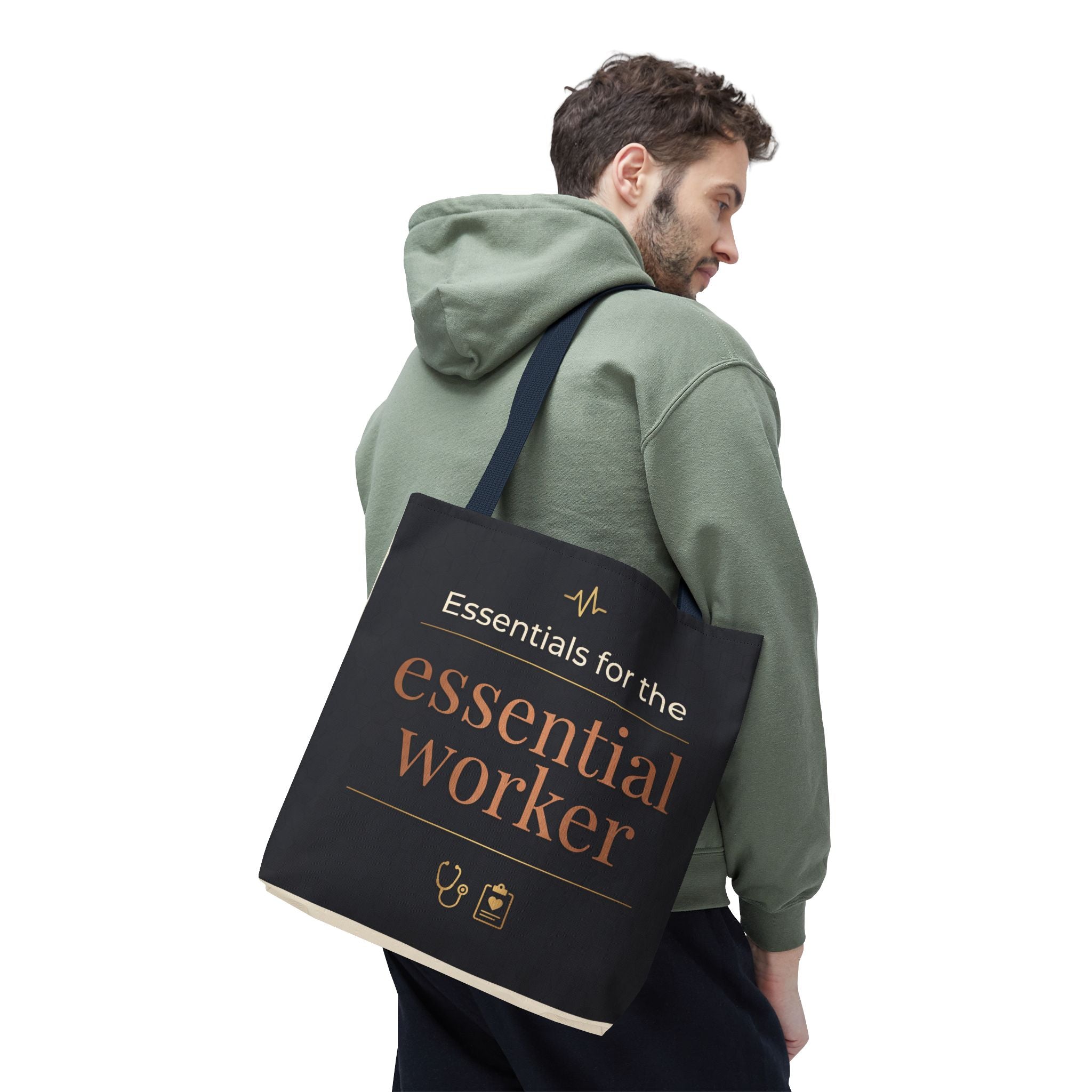 Essentials for the Essential Worker Tote | Healthcare Worker Gift Tote Bag | Nurse Doctor Appreciation Gift | Premium Polyester Carry-All