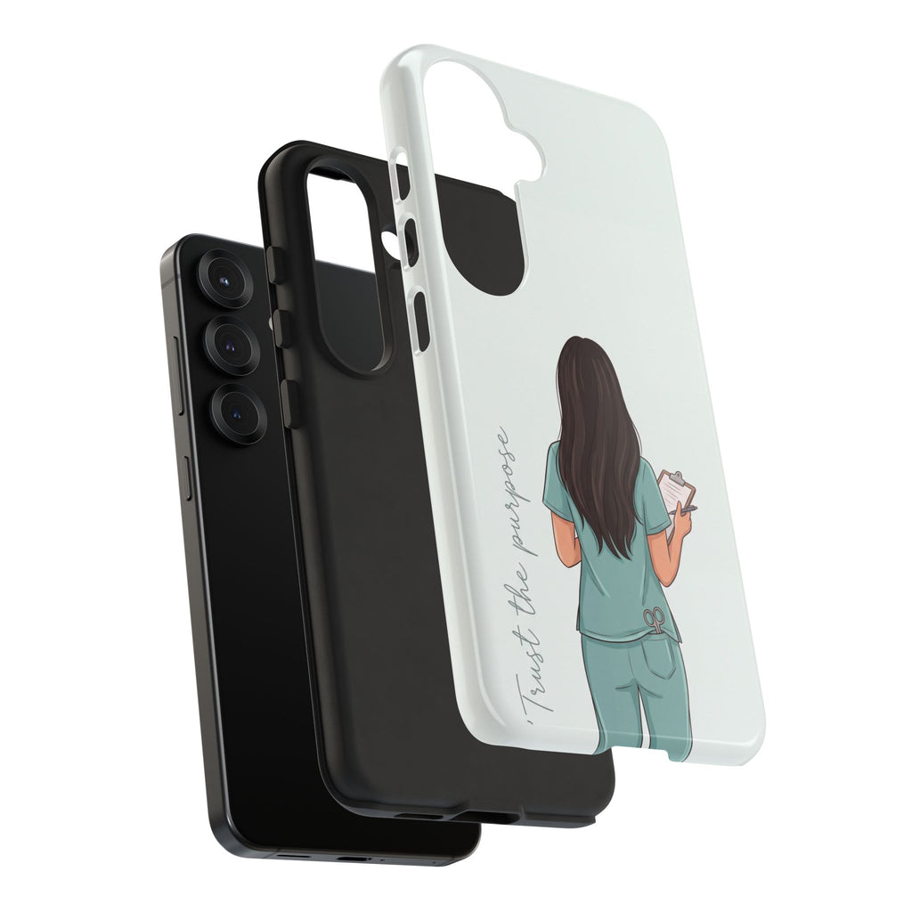 "Trust the Purpose" Nurse Phone Case | Illustrated Nurse in Scrubs Design | iPhone & Samsung