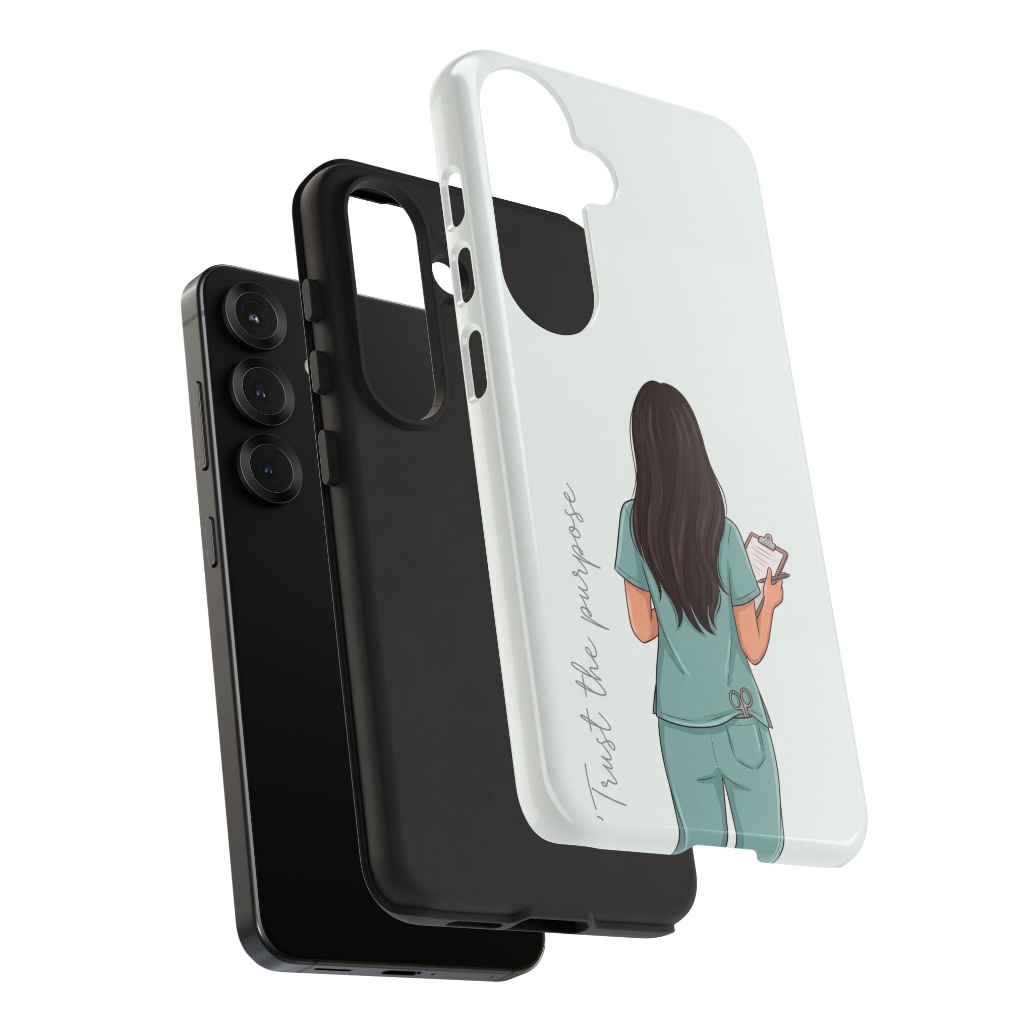 "Trust the Purpose" Nurse Phone Case | Illustrated Nurse in Scrubs Design | iPhone & Samsung