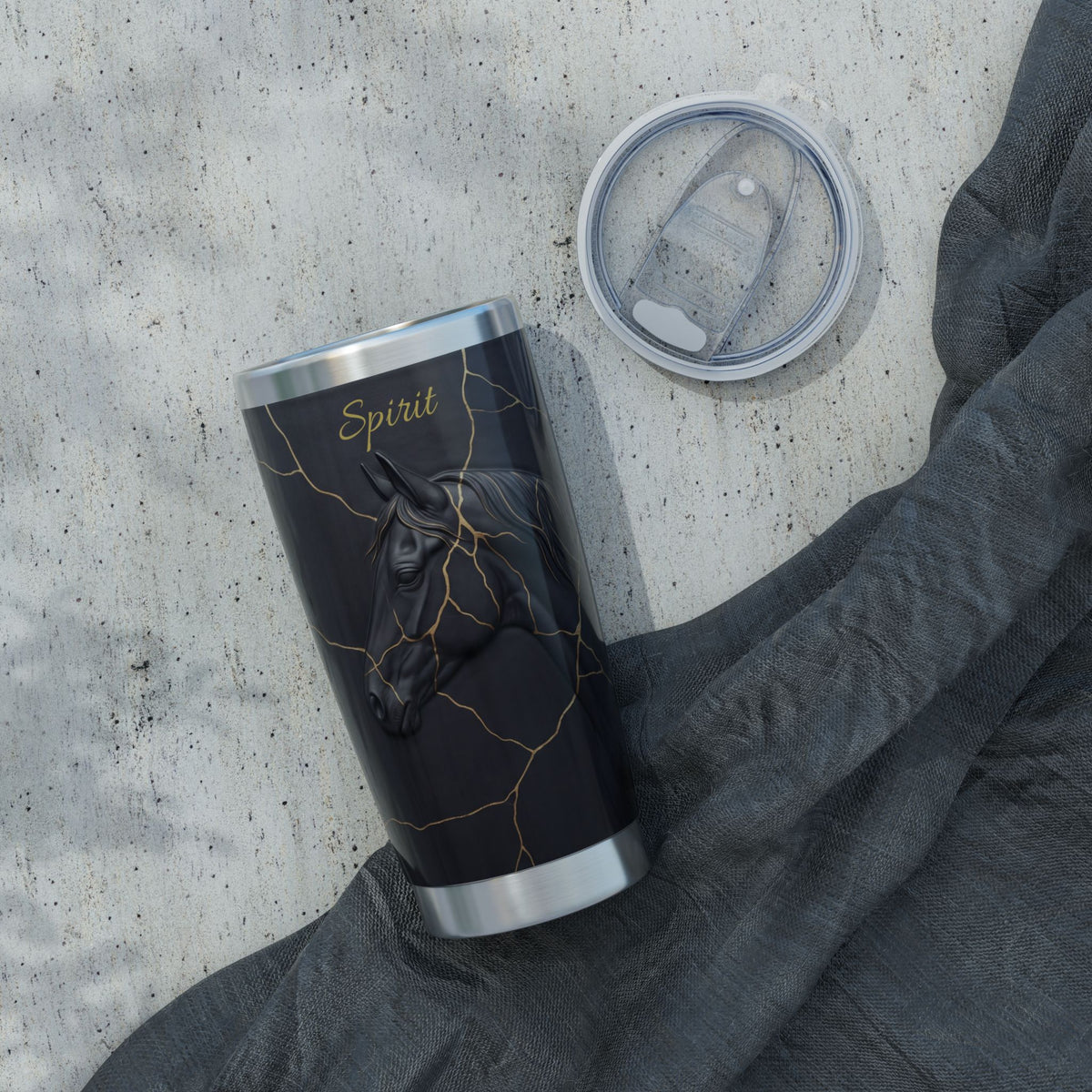 Horse Personalized Tumbler | Kintsugi Gold Art — 20 oz Stainless Travel Mug