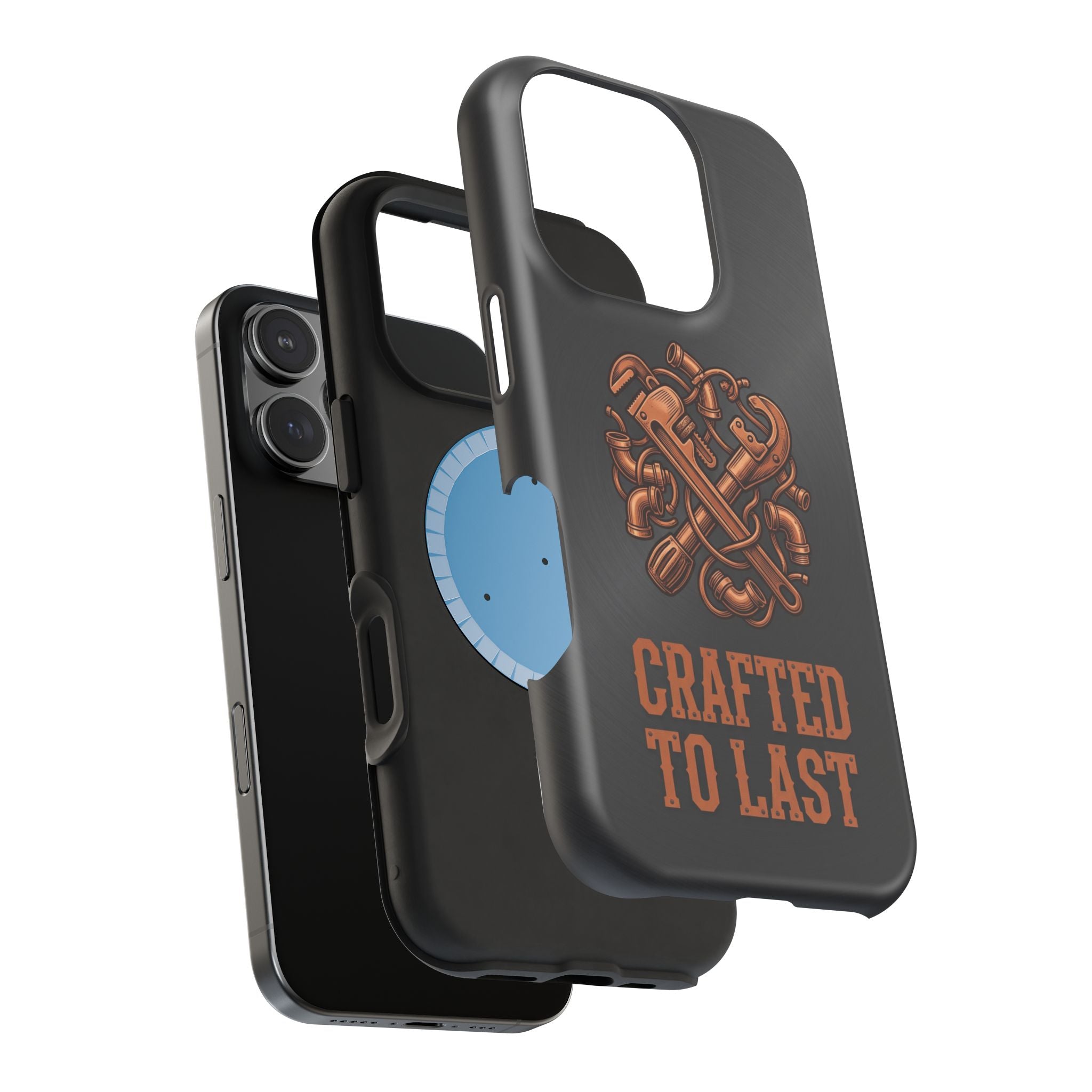 Crafted to Last Phone Case — Crossed Wrenches Wireless Charging Cover