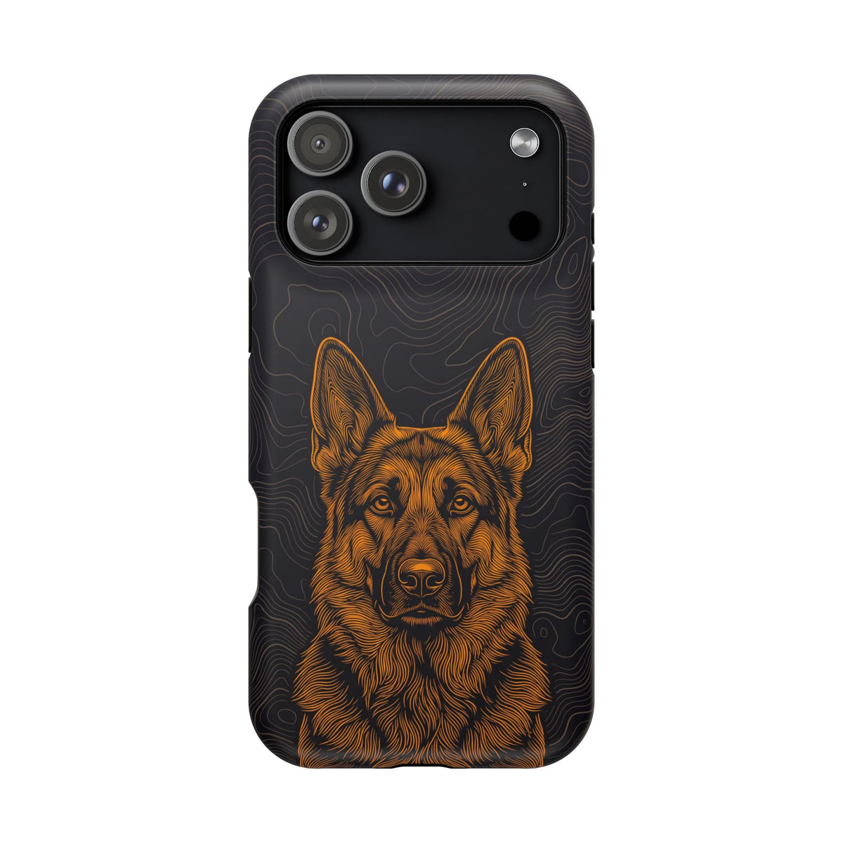 German Shepherd Phone Case | Topographic Line Art — Tough Magnetic Case with Wireless Charging