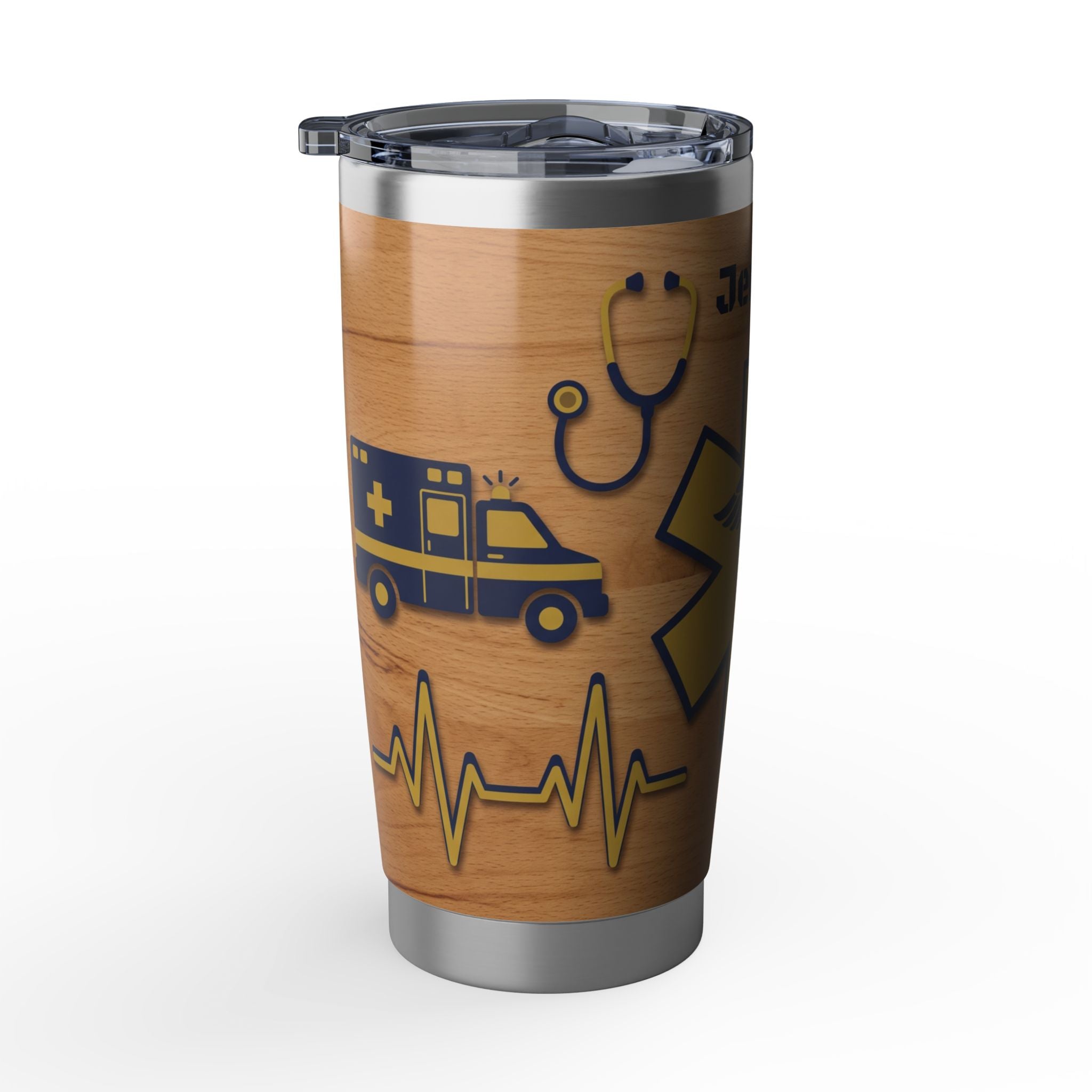 Personalized Paramedic/EMT Tumbler – 20 oz Wood Grain Design with Custom Name
