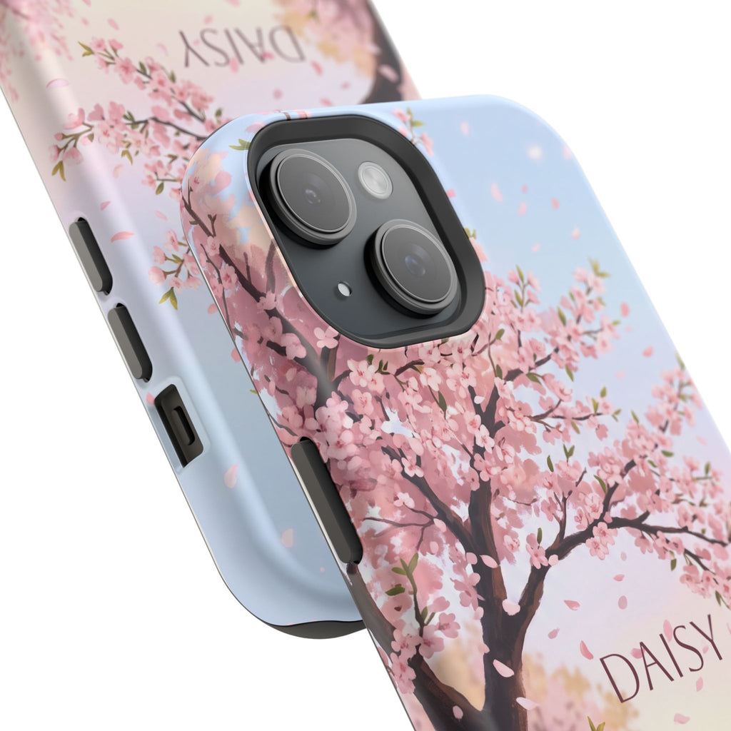 Personalized Dachshund Cherry Blossom Phone Case — Wireless Charging Cover