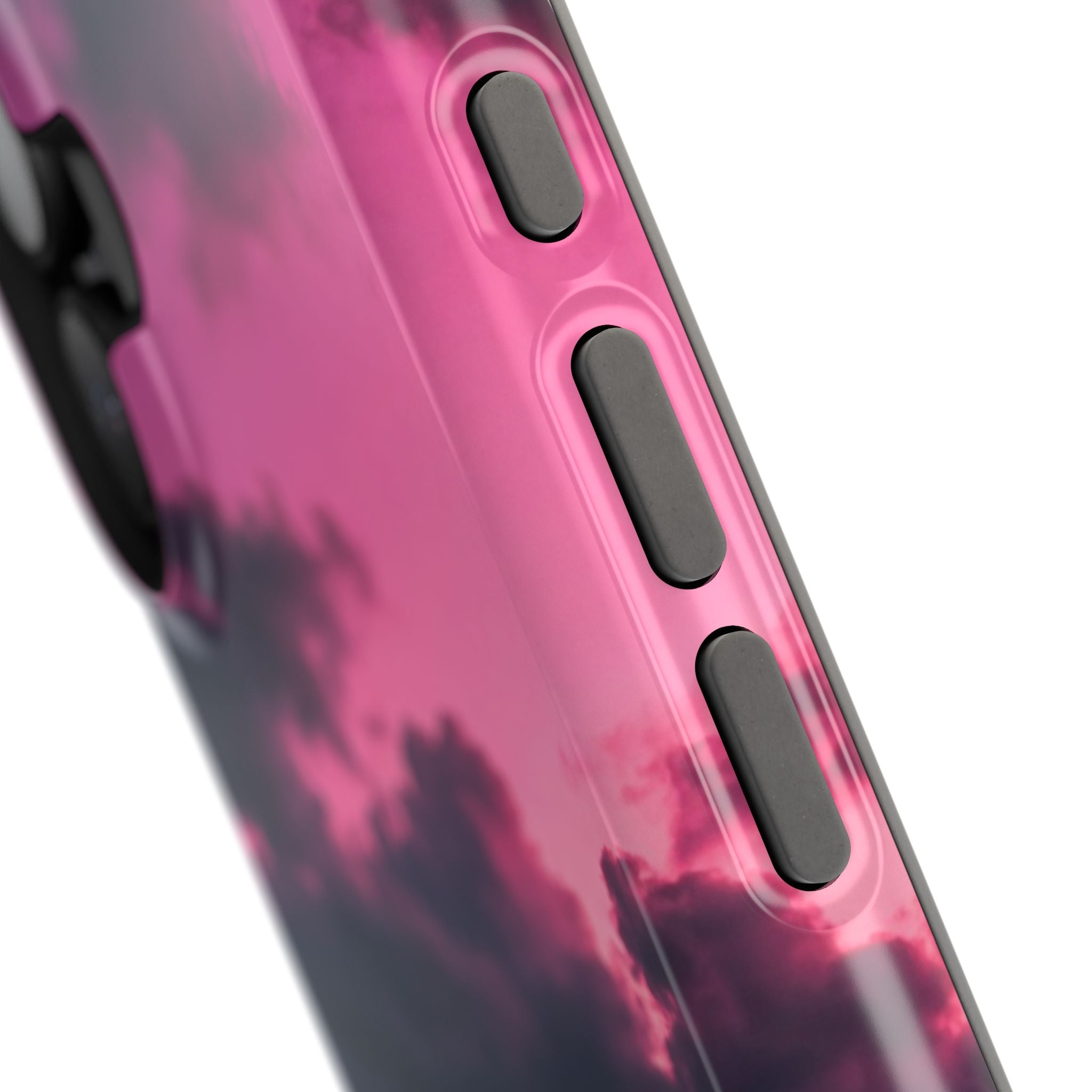 Pink Sky Paw Print Phone Case — Impact-Resistant Wireless Charging Cover