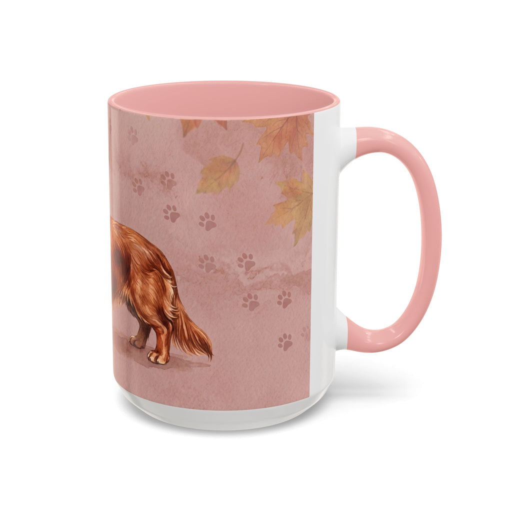 Dachshund Lover Mug | Long-Haired Wiener Dog with Plaid Bandana, Dusty Rose Watercolor Dog Gift
