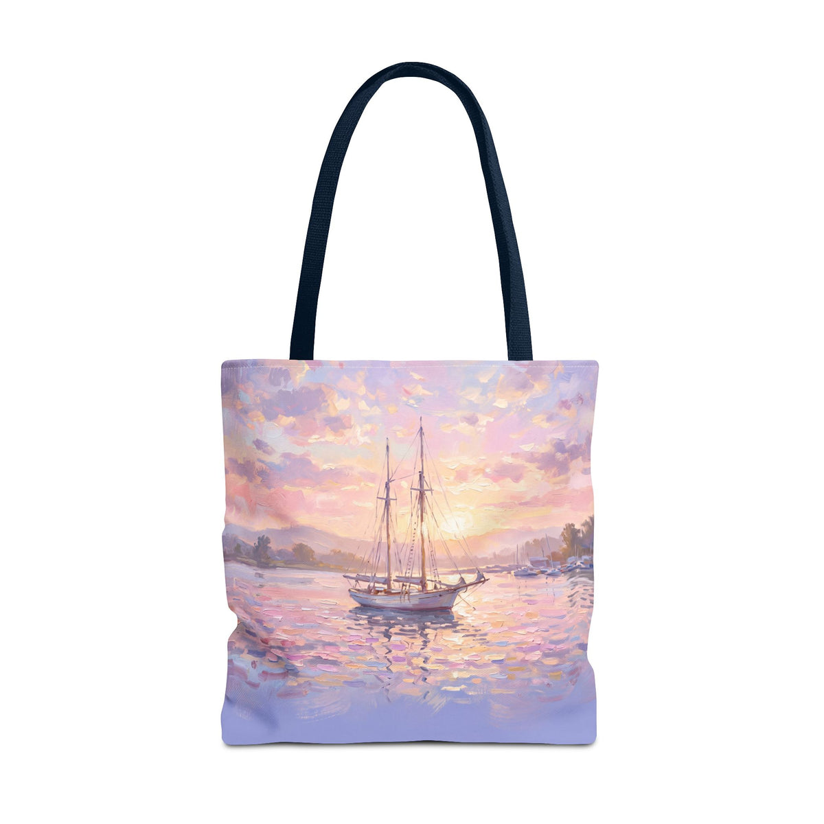 Pastel Sailboat Tote Bag – Impressionist Sunset Harbor Beach Bag