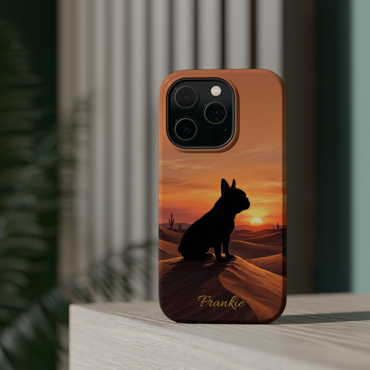 Personalized French Bulldog Desert Sunset Phone Case — Wireless Charging Cover