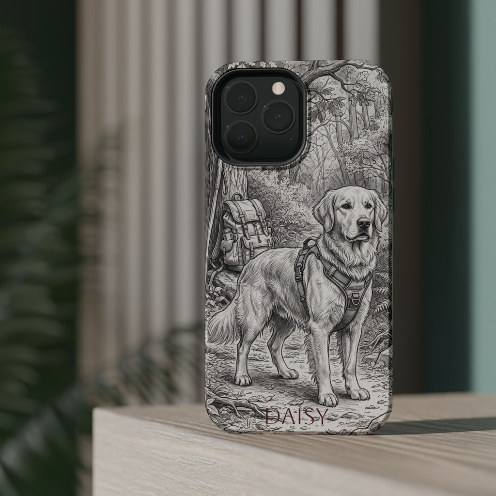 Personalized Golden Retriever Woodland Trail Phone Case — Wireless Charging Cover