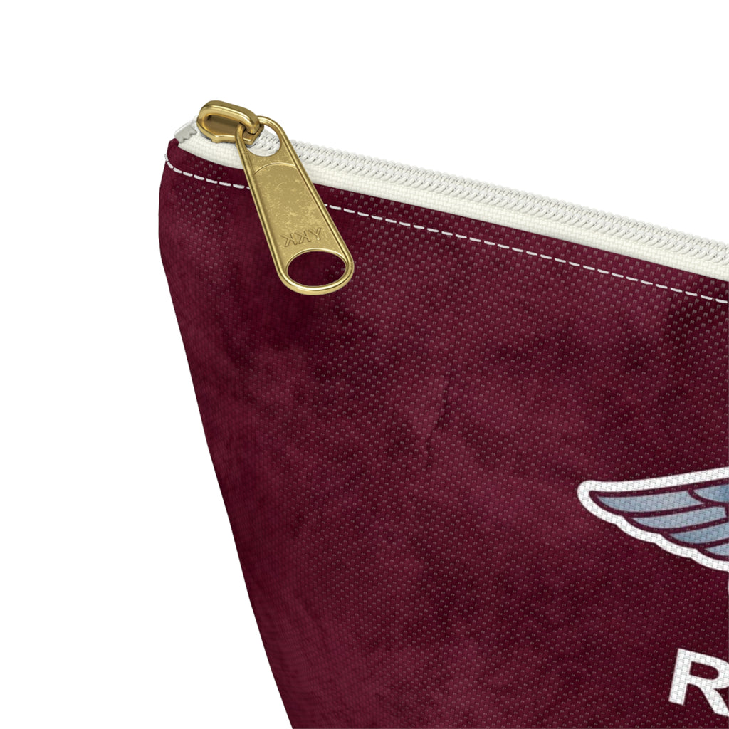 RN Silver Caduceus Burgundy Accessory Pouch — T-Bottom Zipper Bag
