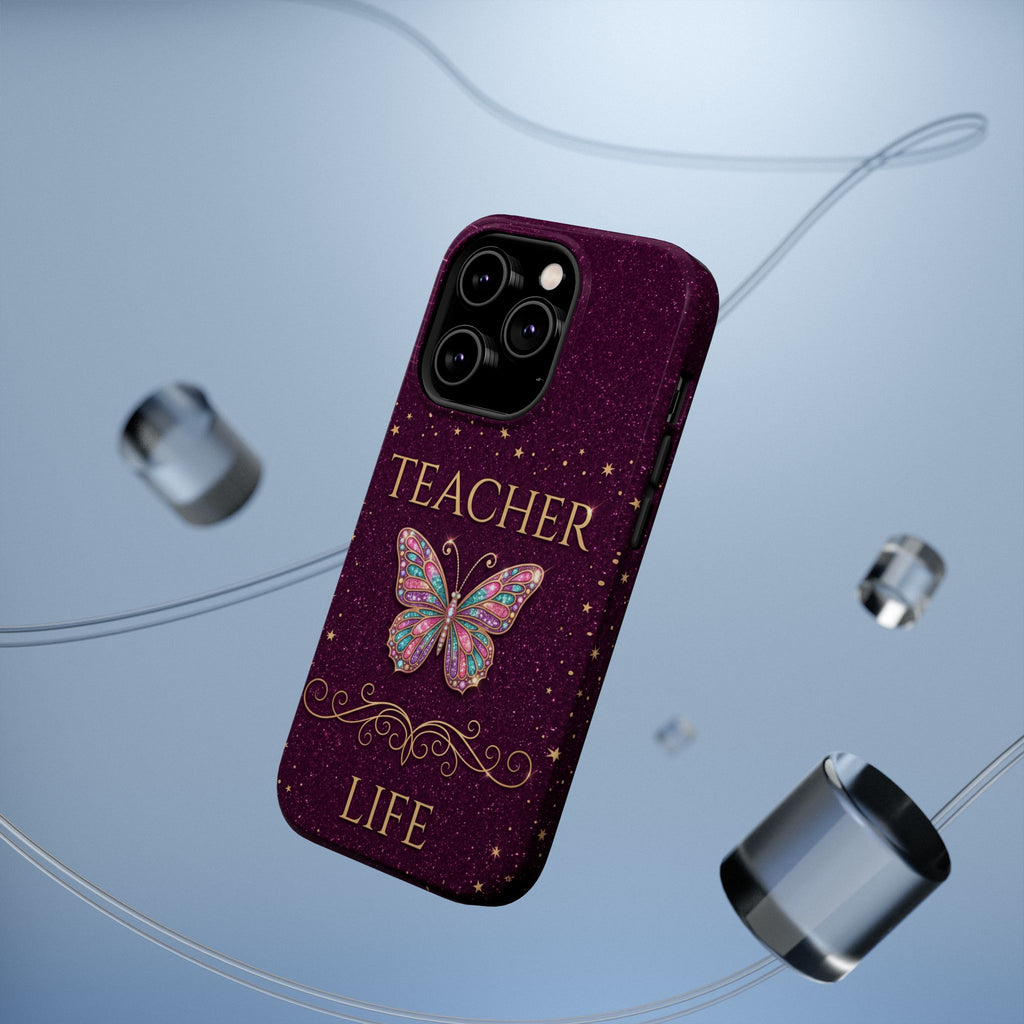 Teacher Life Glitter Butterfly Phone Case — Wireless Charging Cover
