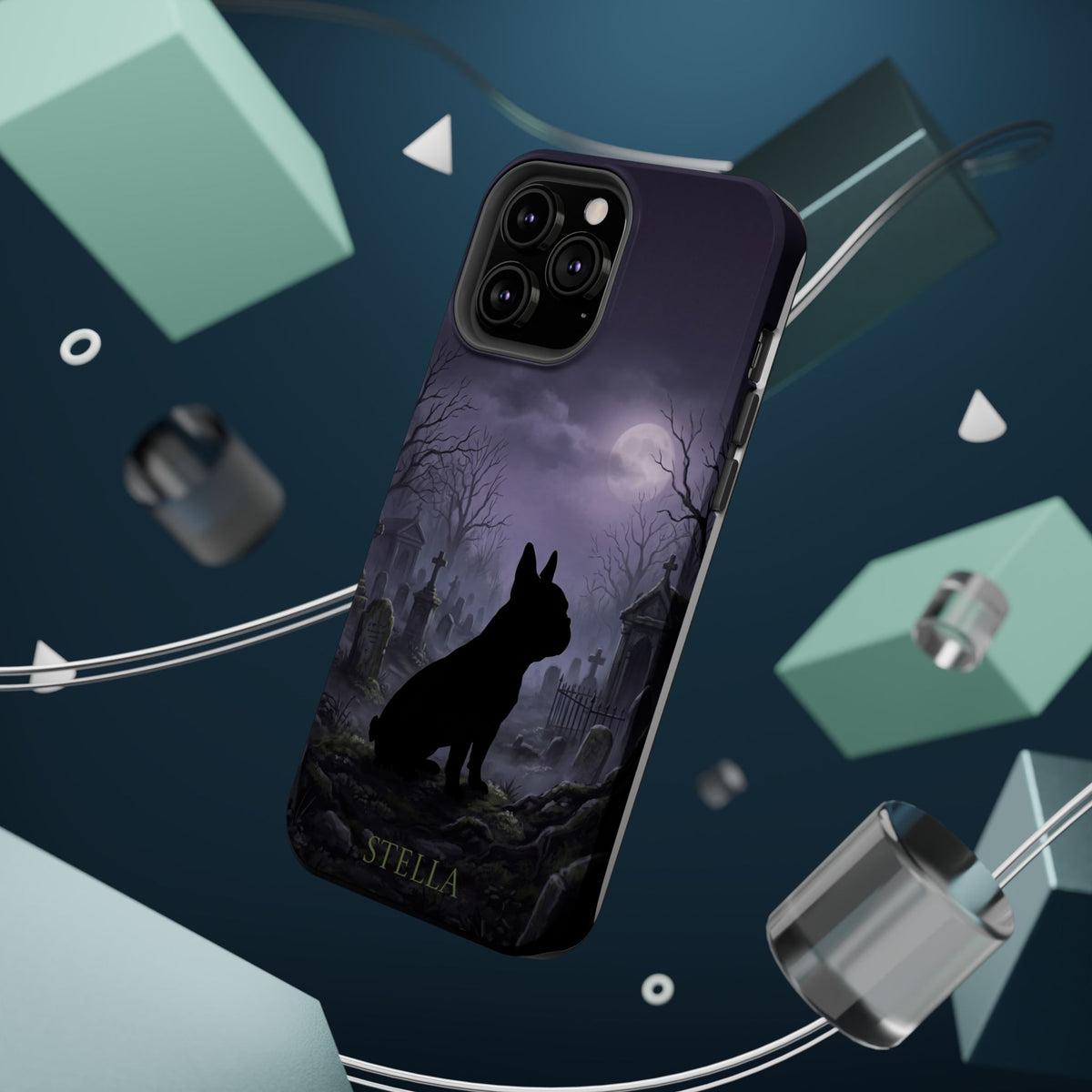 Personalized French Bulldog Moonlit Graveyard Phone Case — Wireless Charging Cover
