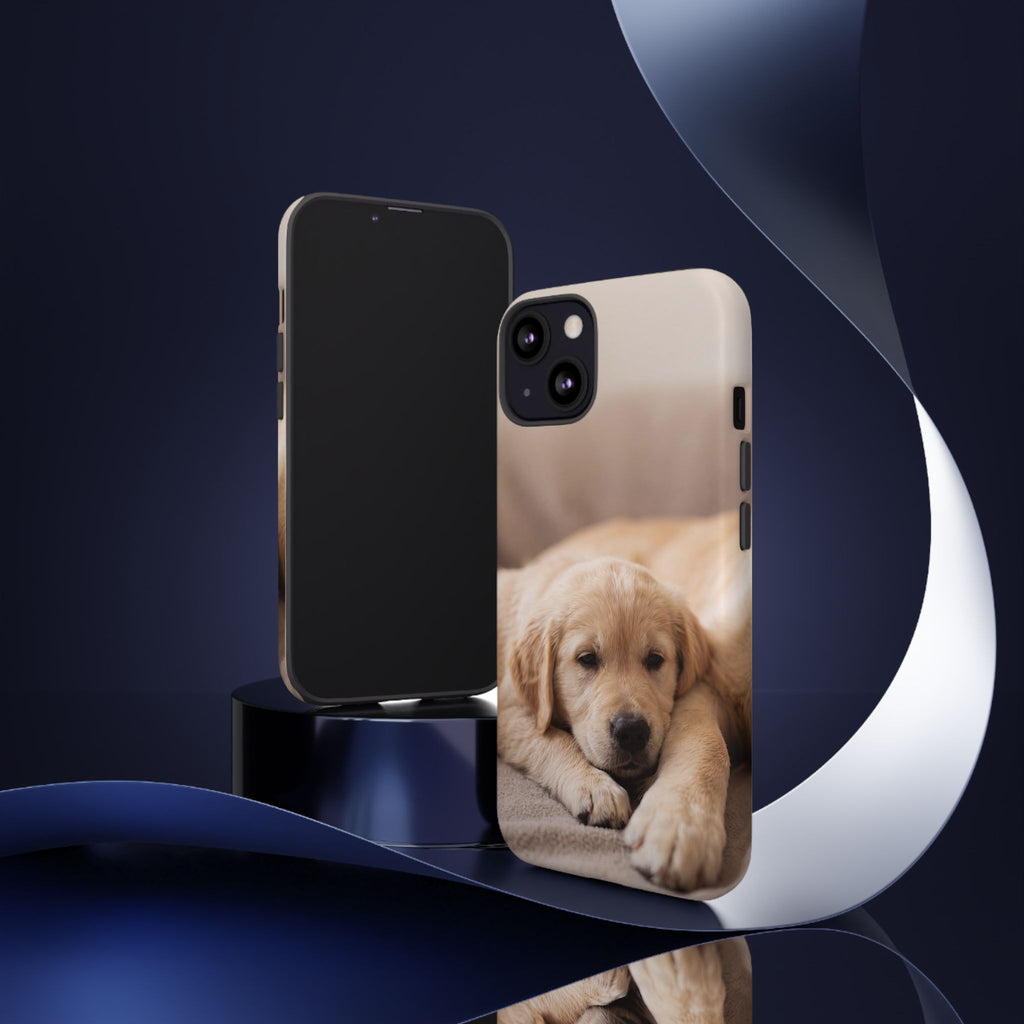 Sleepy Golden Retriever Puppy Phone Case | Cozy Cuddly Puppy Portrait | Samsung & iPhone