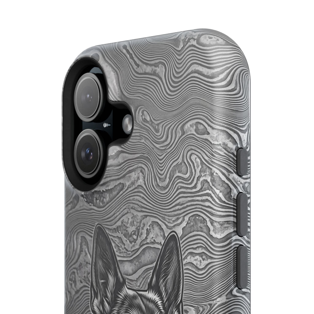 German Shepherd Phone Case | Damascus Art — Tough Magnetic Case with Wireless Charging