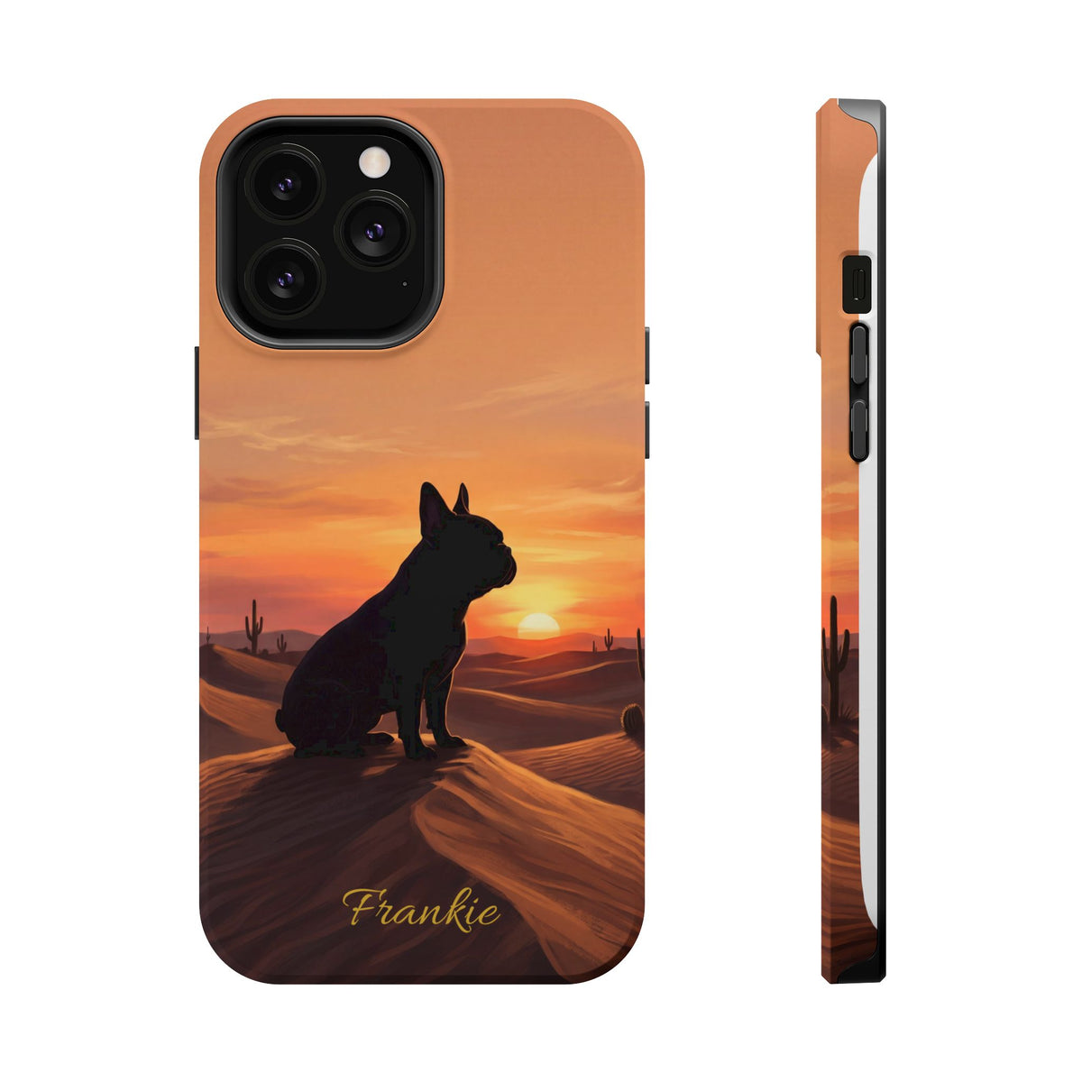 Personalized French Bulldog Desert Sunset Phone Case — Wireless Charging Cover