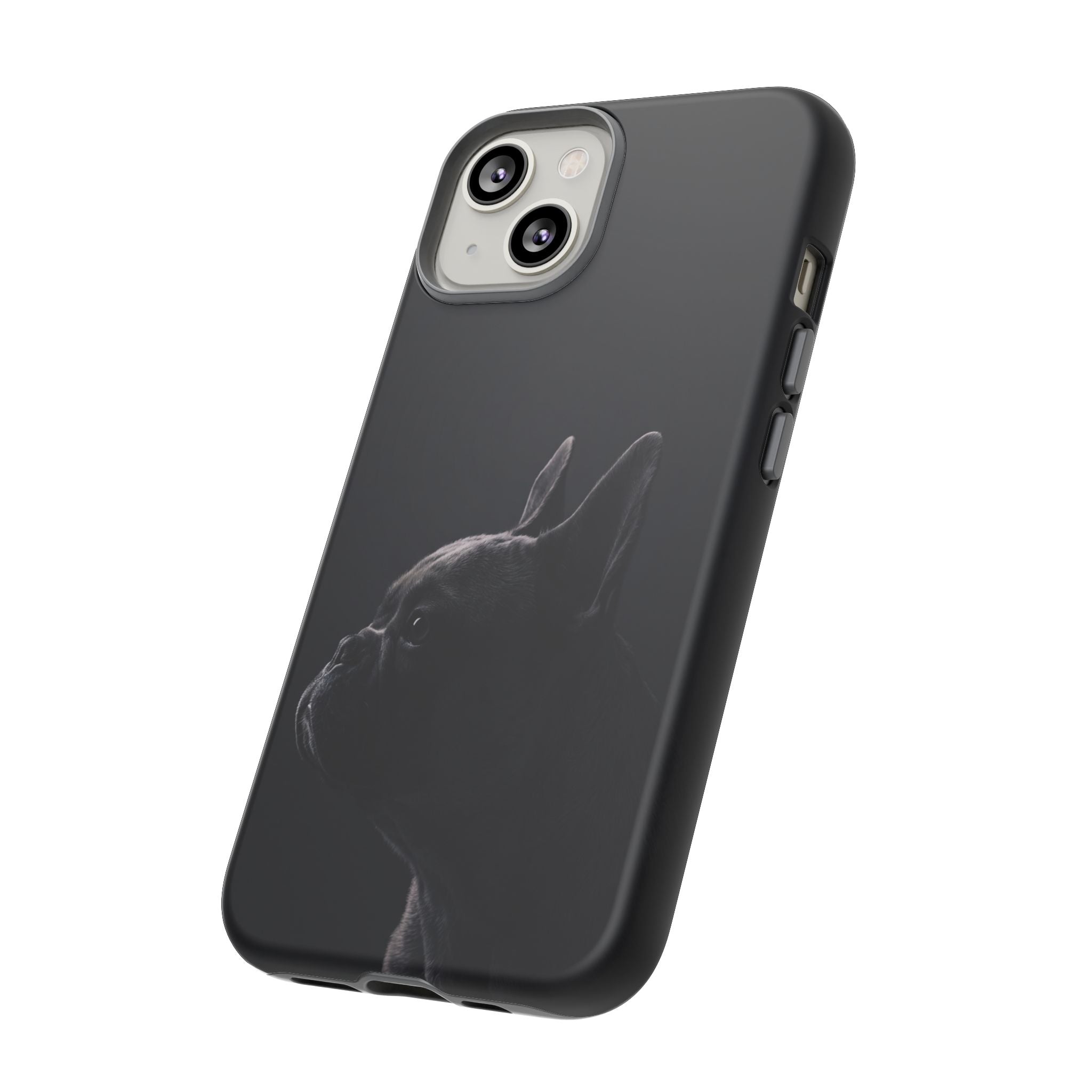 Silhouette French Bulldog Phone Case | Minimalist Black-on-Black Frenchie Profile | iPhone & Samsung