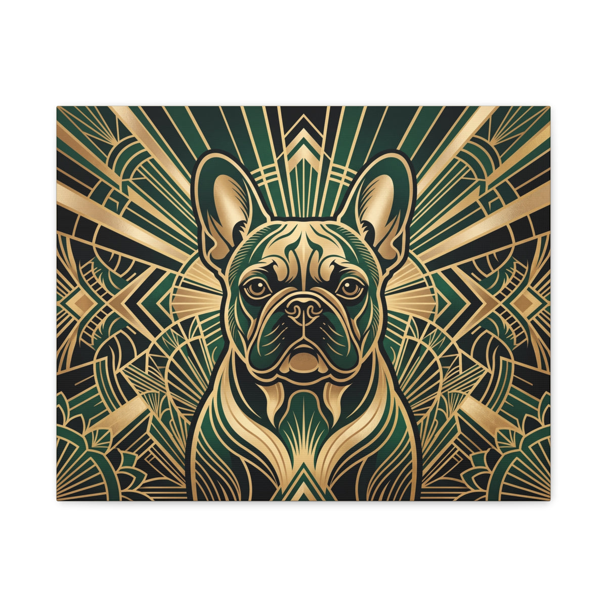 French Bulldog Canvas | Art Deco Emerald & Gold Wall Art