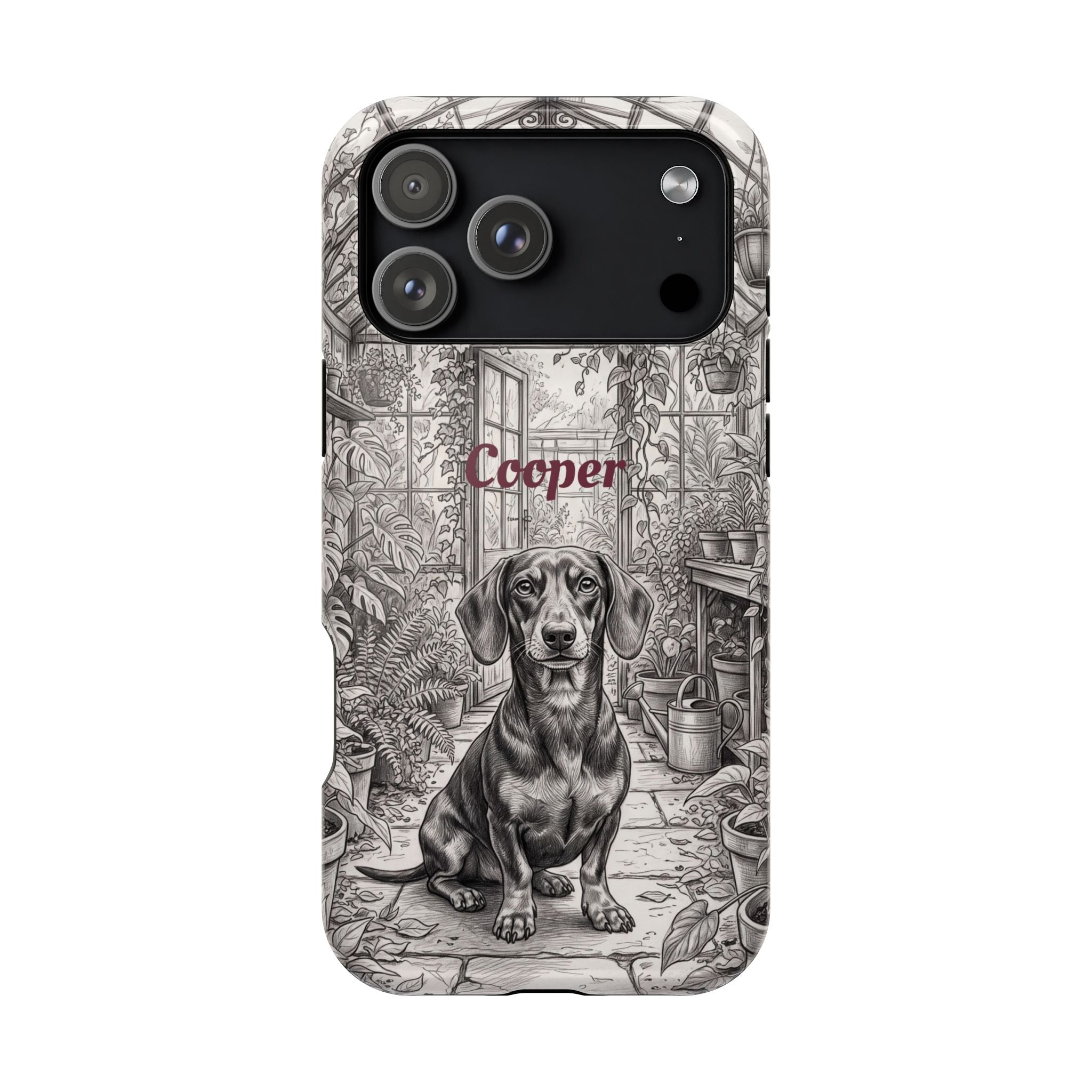 Personalized Dachshund Vintage Greenhouse Phone Case — Wireless Charging Cover