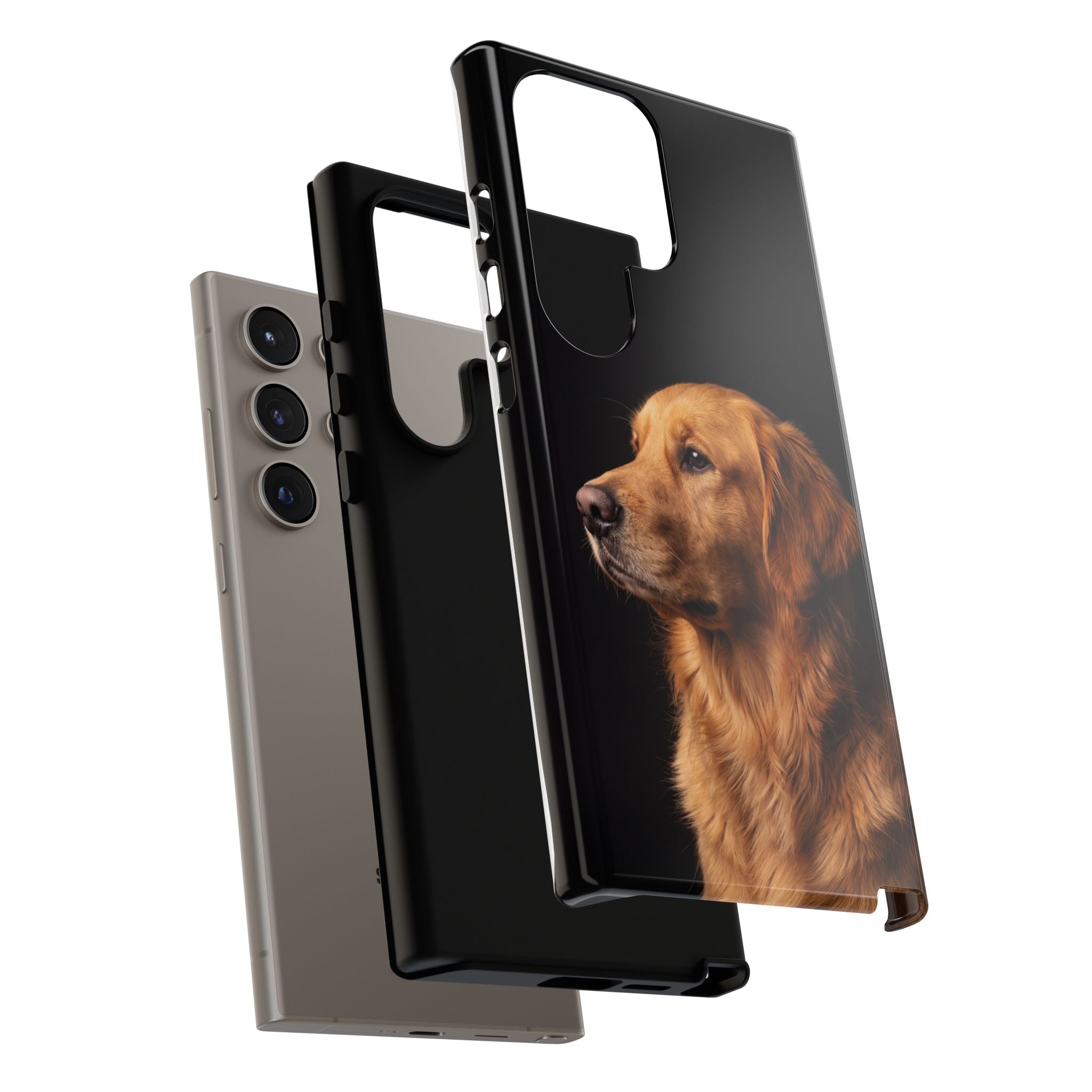 Golden Retriever Portrait Phone Case | Realistic Dog Photo on Black Background | iPhone & Samsung