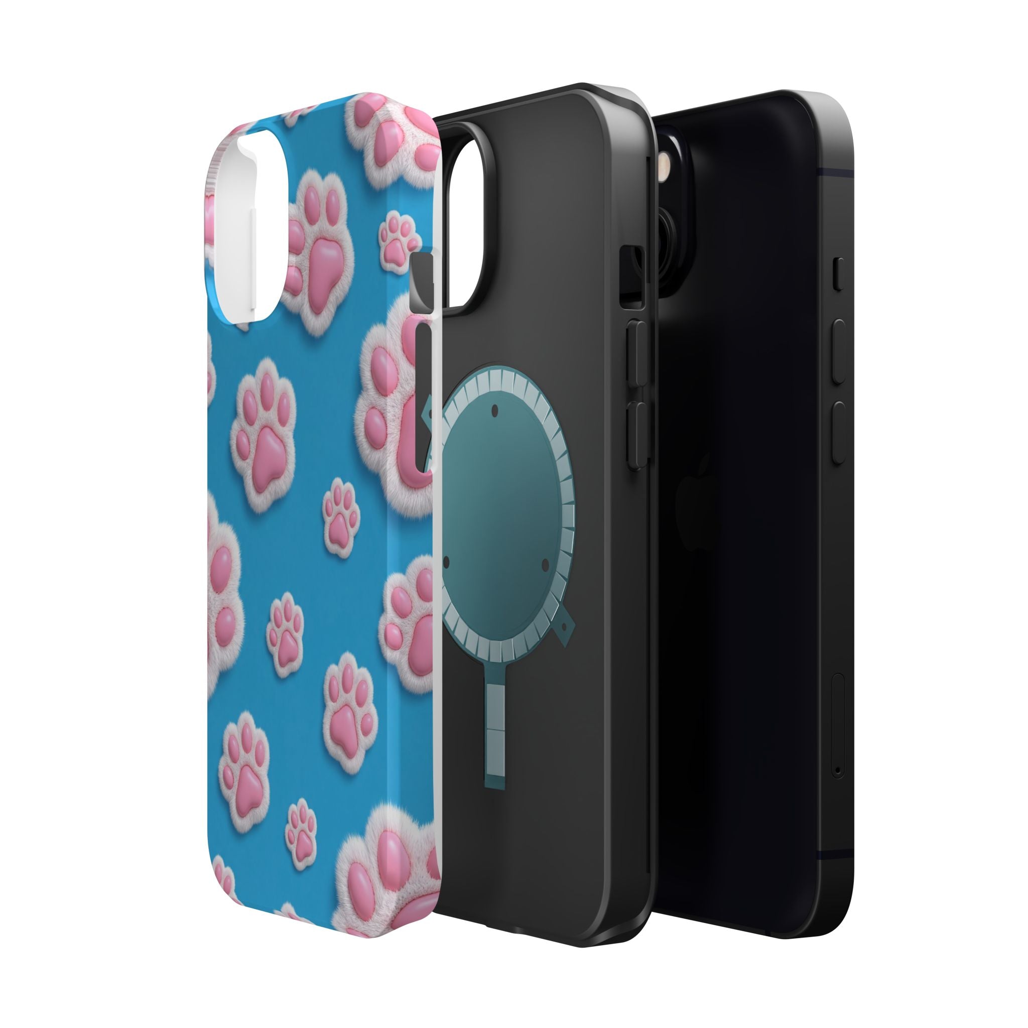 Fluffy Paw Print Phone Case | Cute 3D Pink Paw Pattern Case for Dog & Cat Lovers | iPhone & Samsung