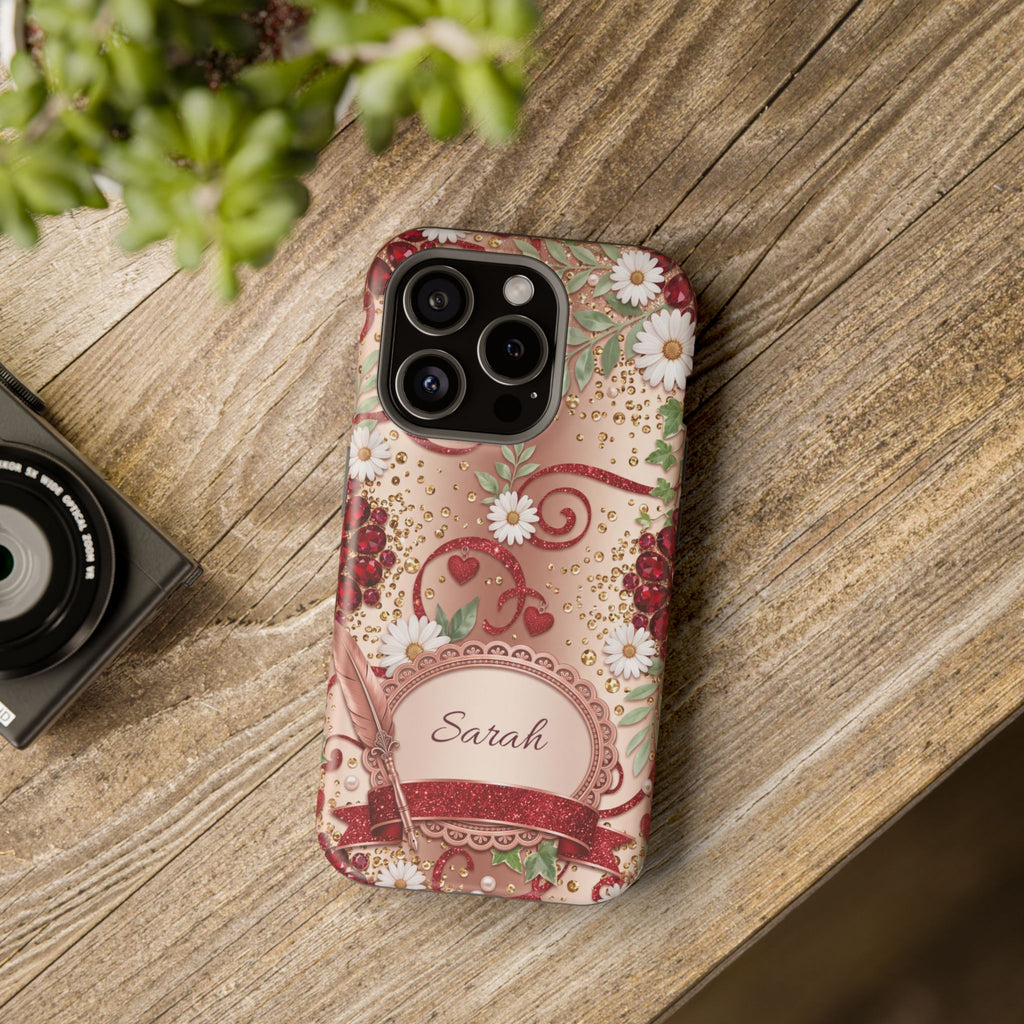 Personalized Vintage Floral Teacher Phone Case — Wireless Charging Cover