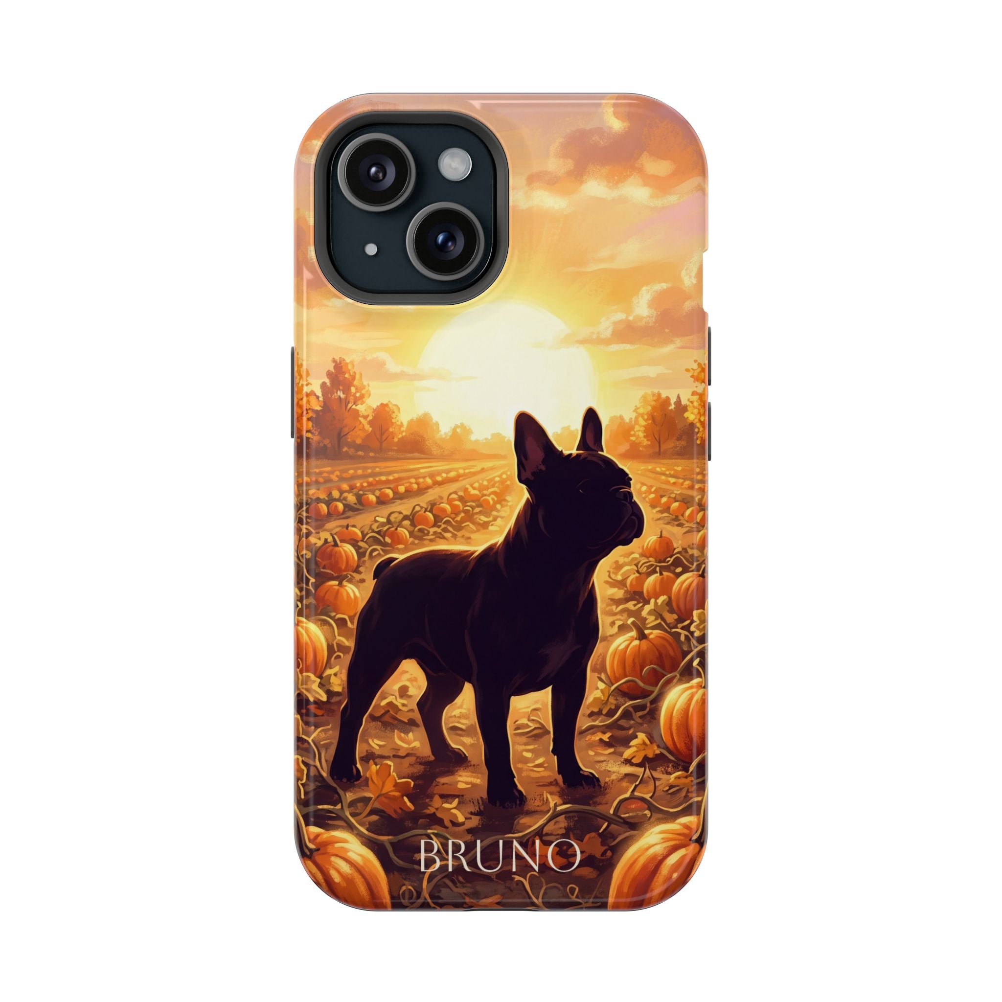 Personalized French Bulldog Pumpkin Patch Phone Case — Wireless Charging Cover
