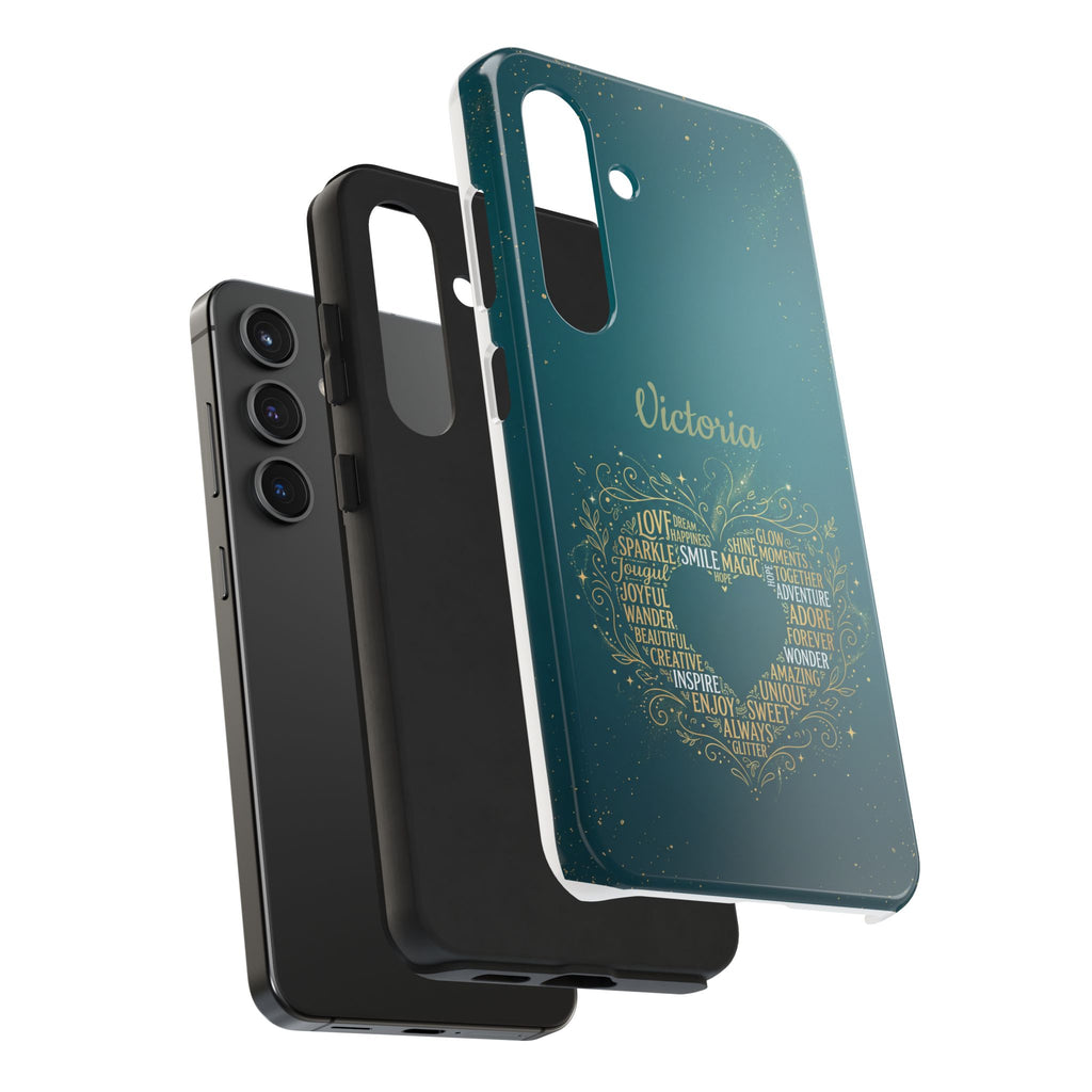 Personalized Teacher Phone Case — Custom Name Heart Word Art Design