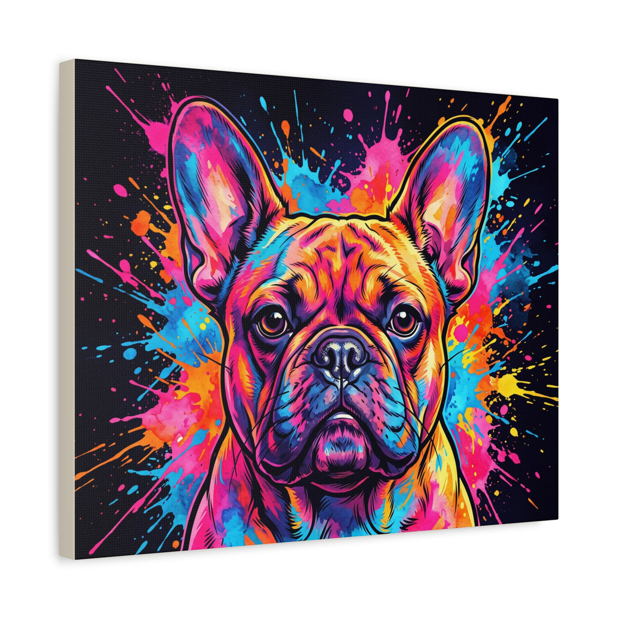 French Bulldog Canvas Print | Vibrant Pop Art Frenchie Wall Art | Colorful Dog Lover Home Decor