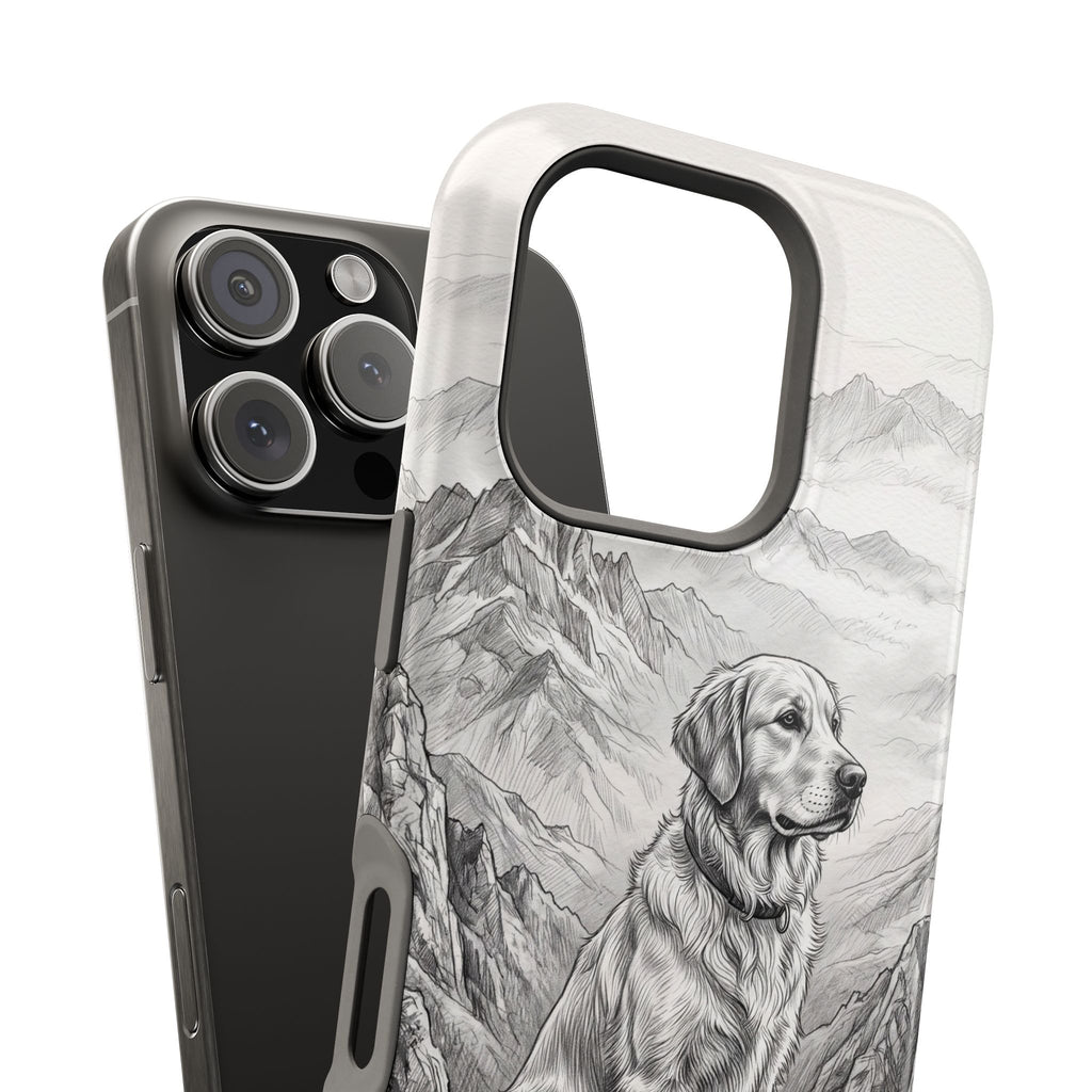 Personalized Golden Retriever Mountain Peak Phone Case — Wireless Charging Cover