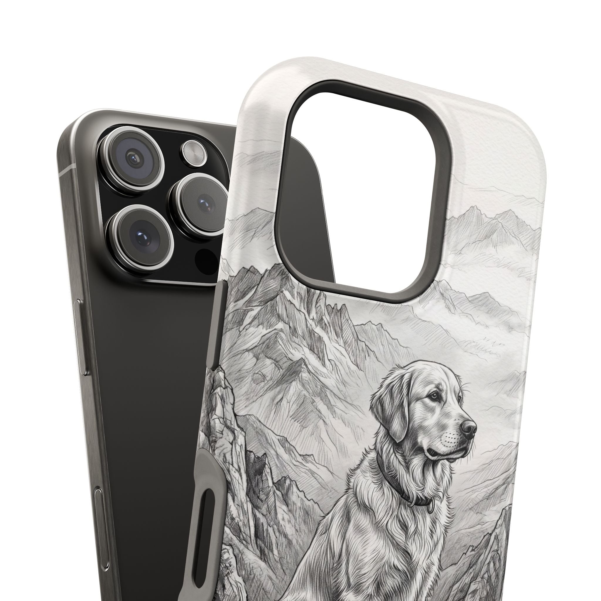 Personalized Golden Retriever Mountain Peak Phone Case — Wireless Charging Cover
