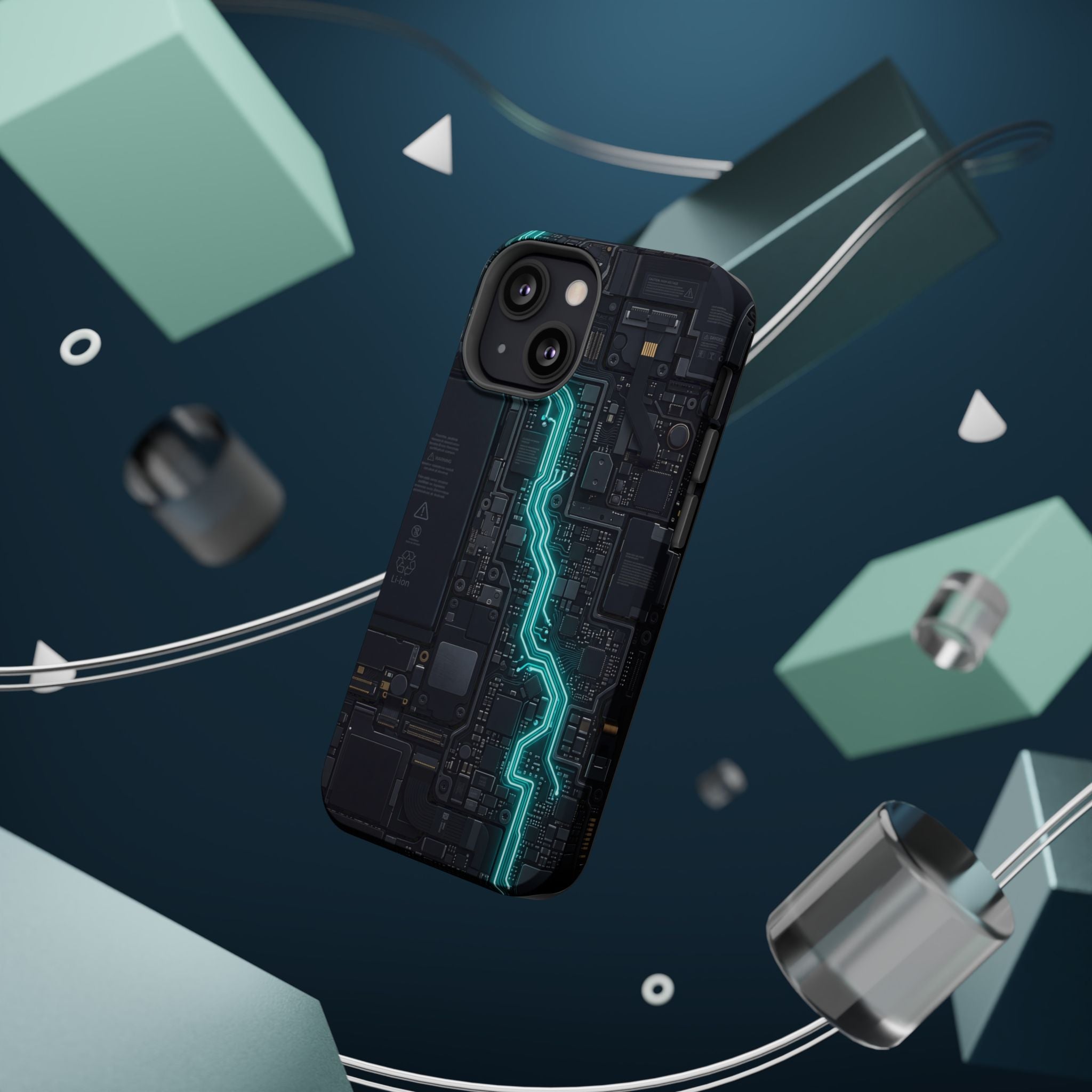 Cyan Bolt Electrician Phone Case — Electric Circuit Wireless Charging Cover