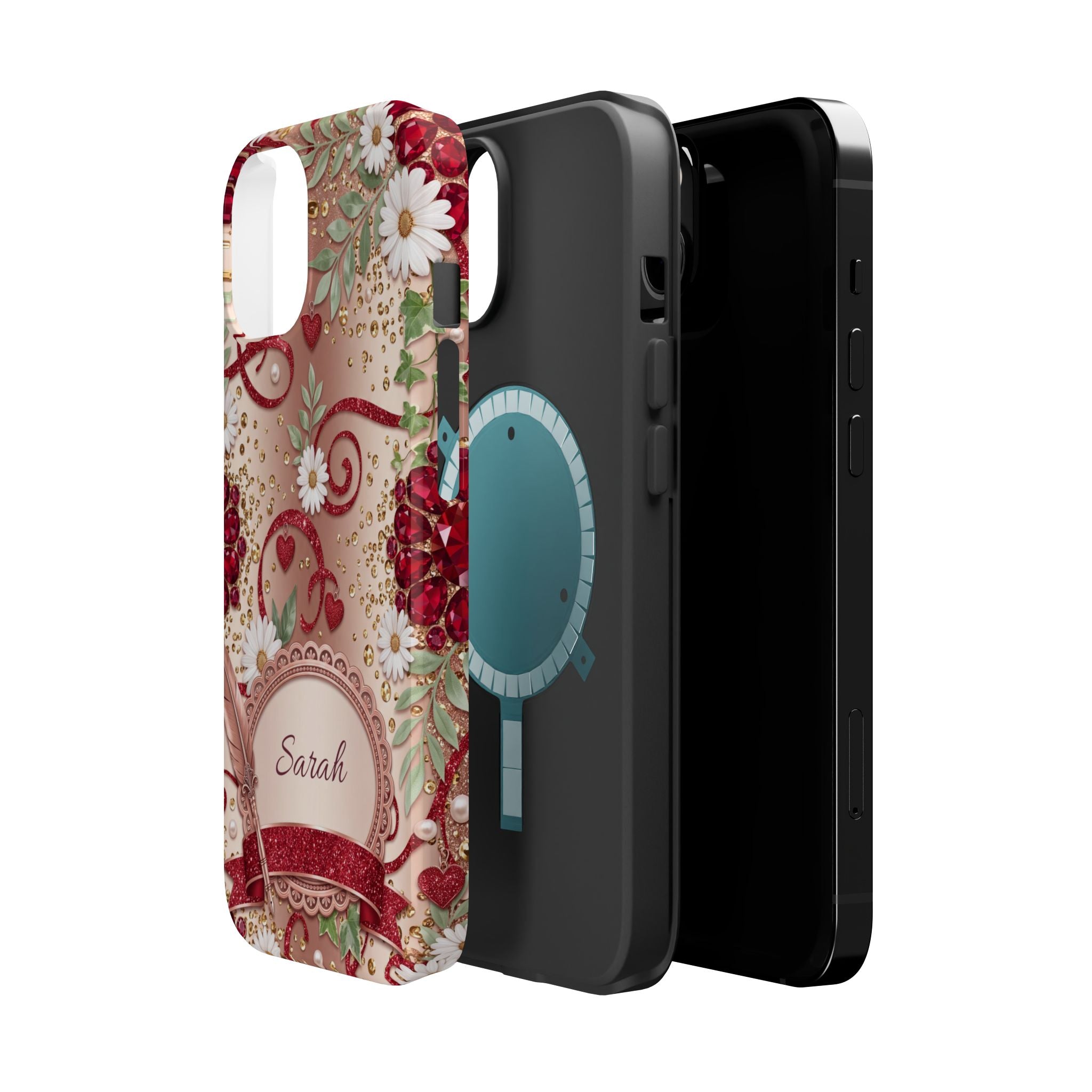 Personalized Vintage Floral Teacher Phone Case — Wireless Charging Cover