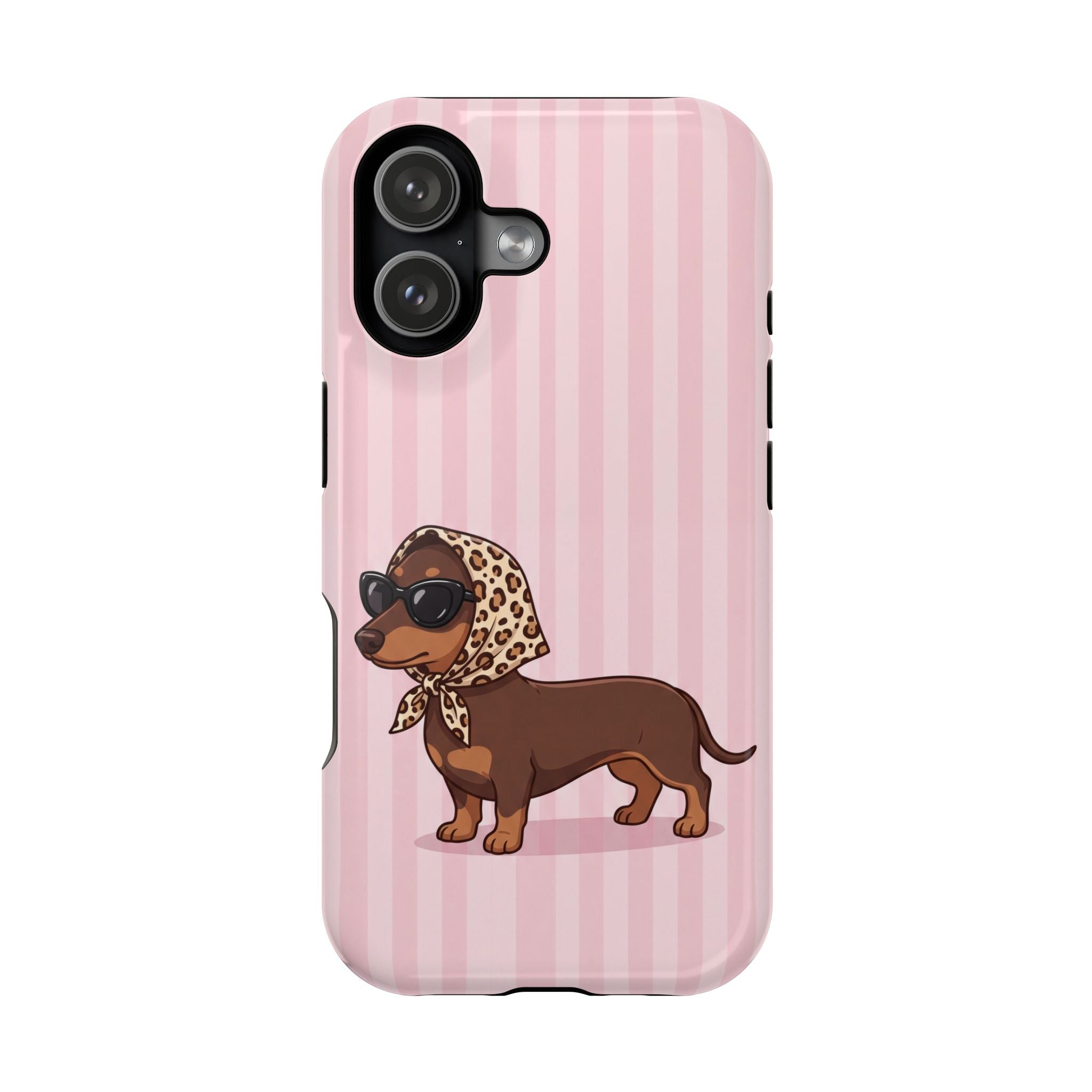 Preppy Dachshund Phone Case — Impact-Resistant Wireless Charging Cover